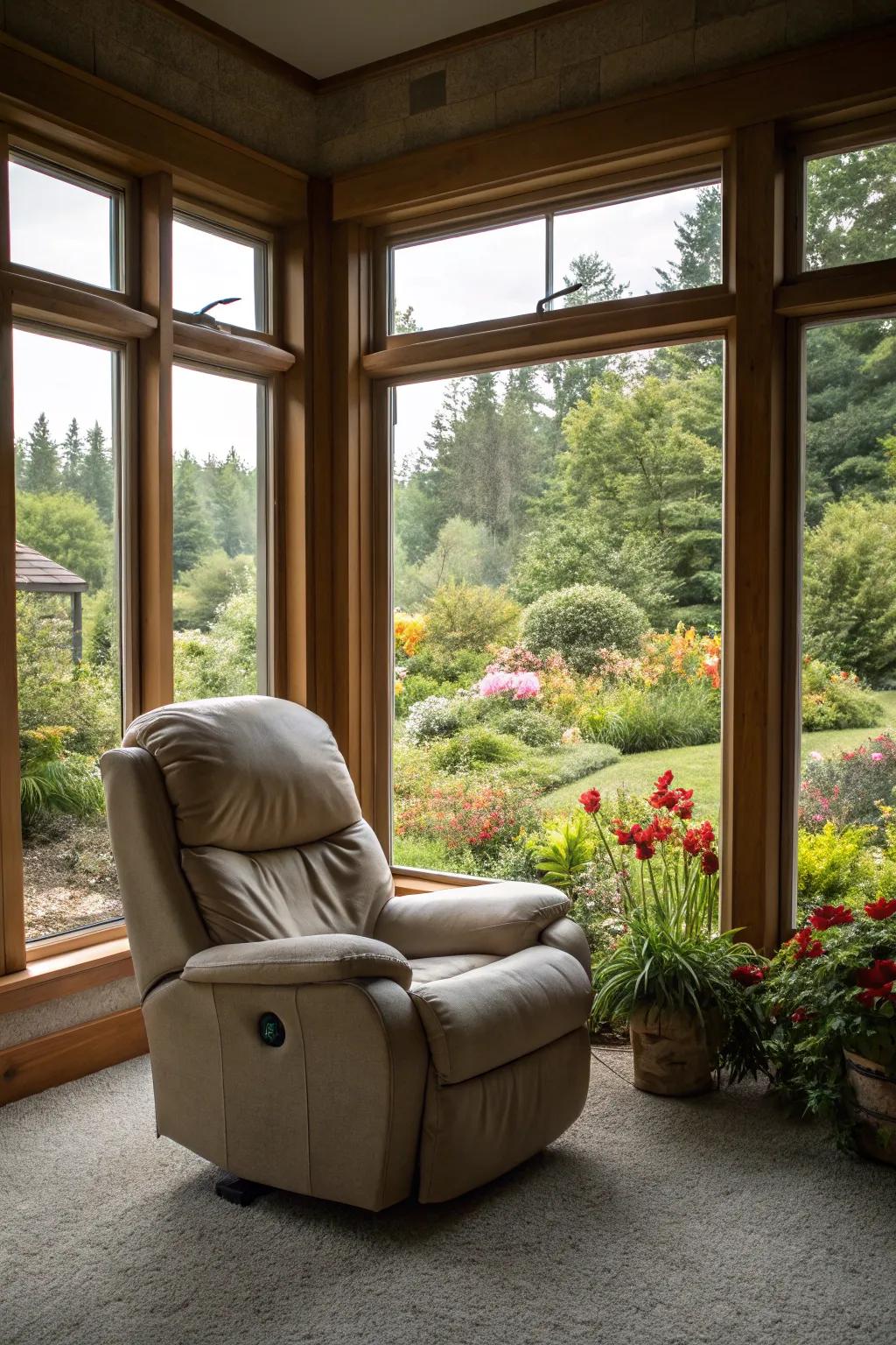 Unwind and relish the scenery from the coziness of your recliner.