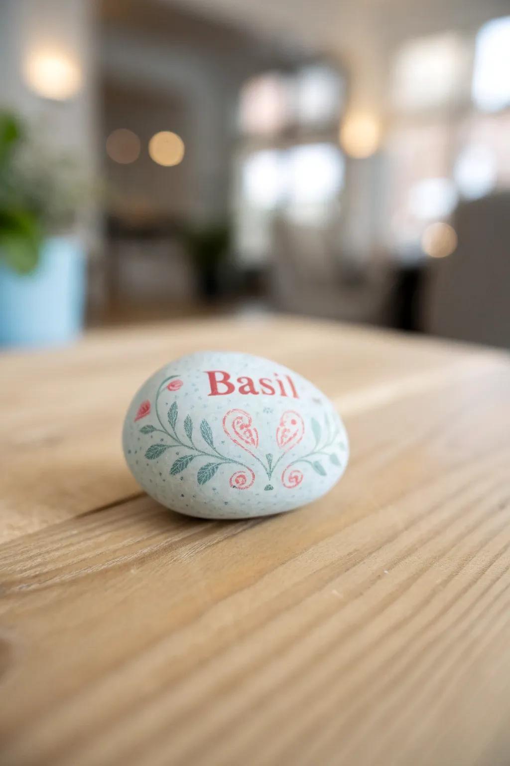 Brighten up your garden with these adorable painted stone markers. Great for adding an artistic touch to your plants!