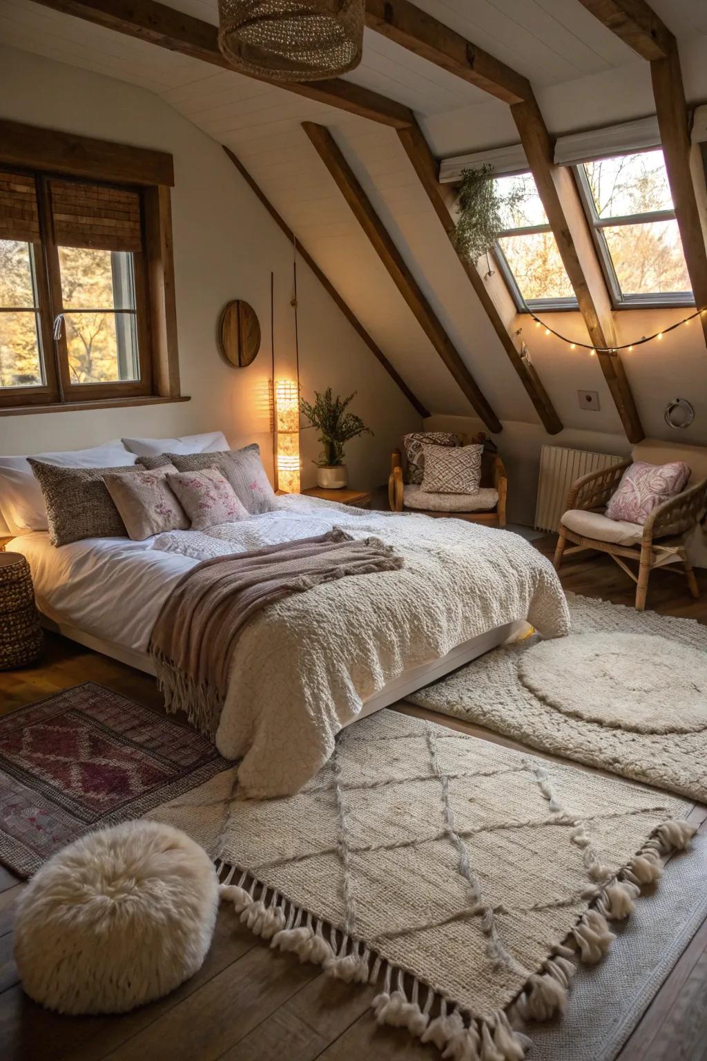 Imbue warmth with plush fabrics and textures.