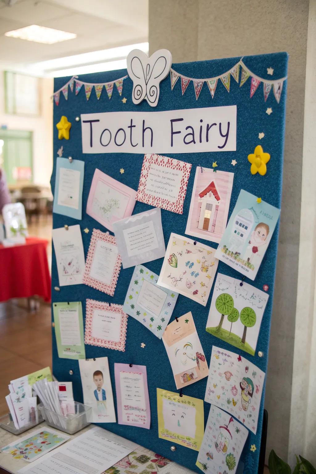 A dreamy display featuring letters to the Tooth Guardian.
