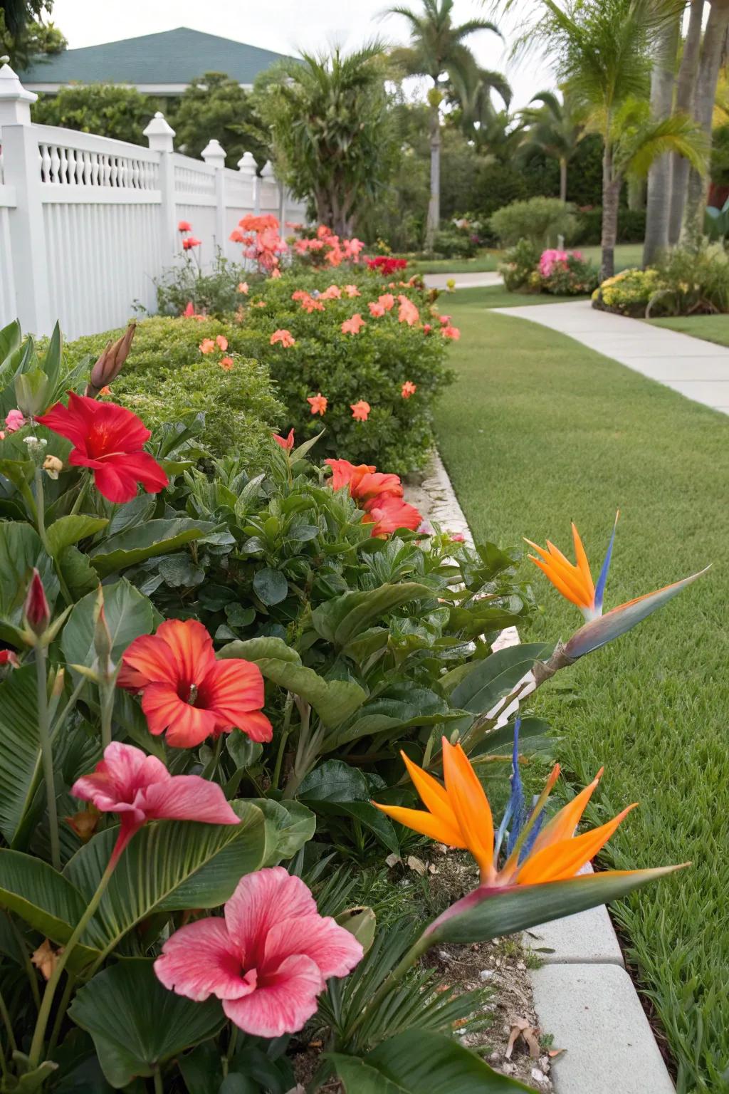 Tropical plants create a vibrant look in a Florida landscape.