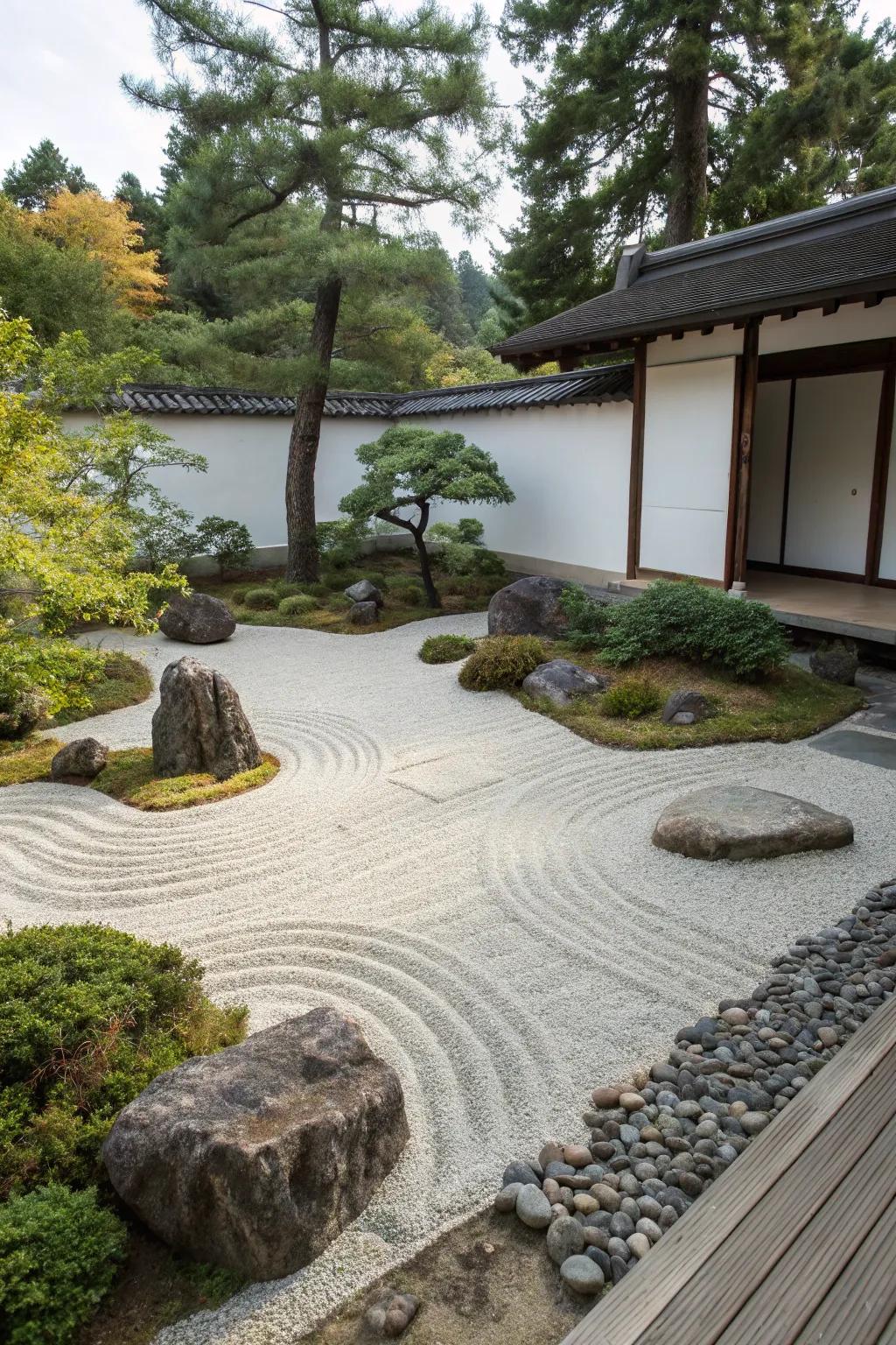 A minimal Zen-inspired rock garden.