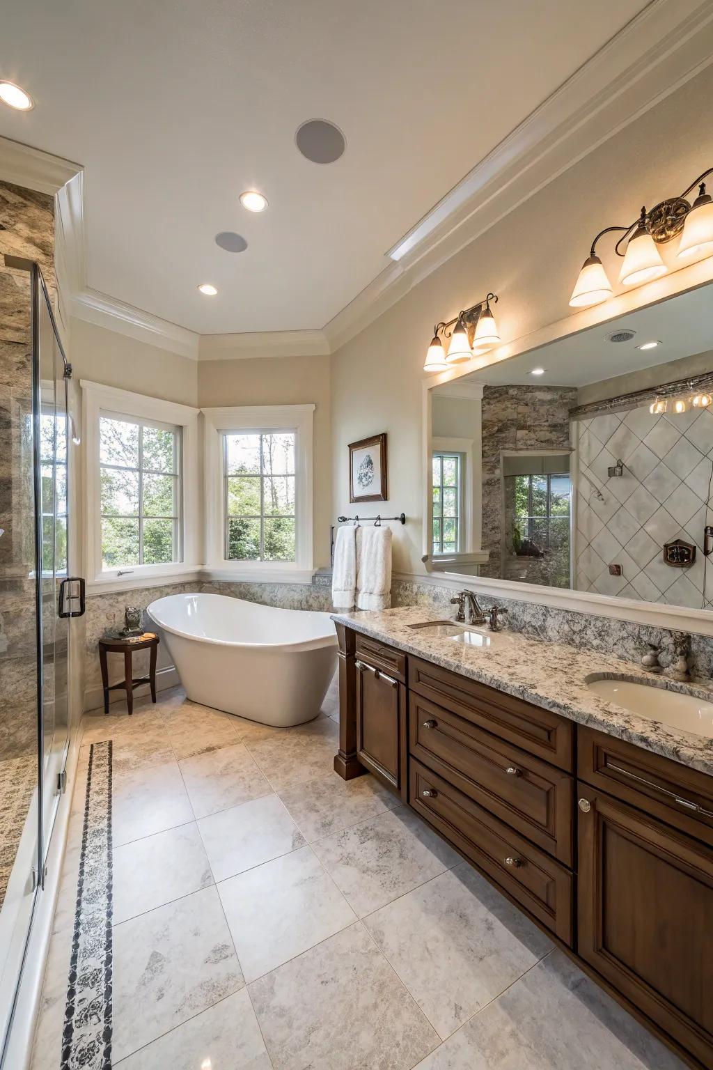 Premium materials like marble and granite bring elegance.