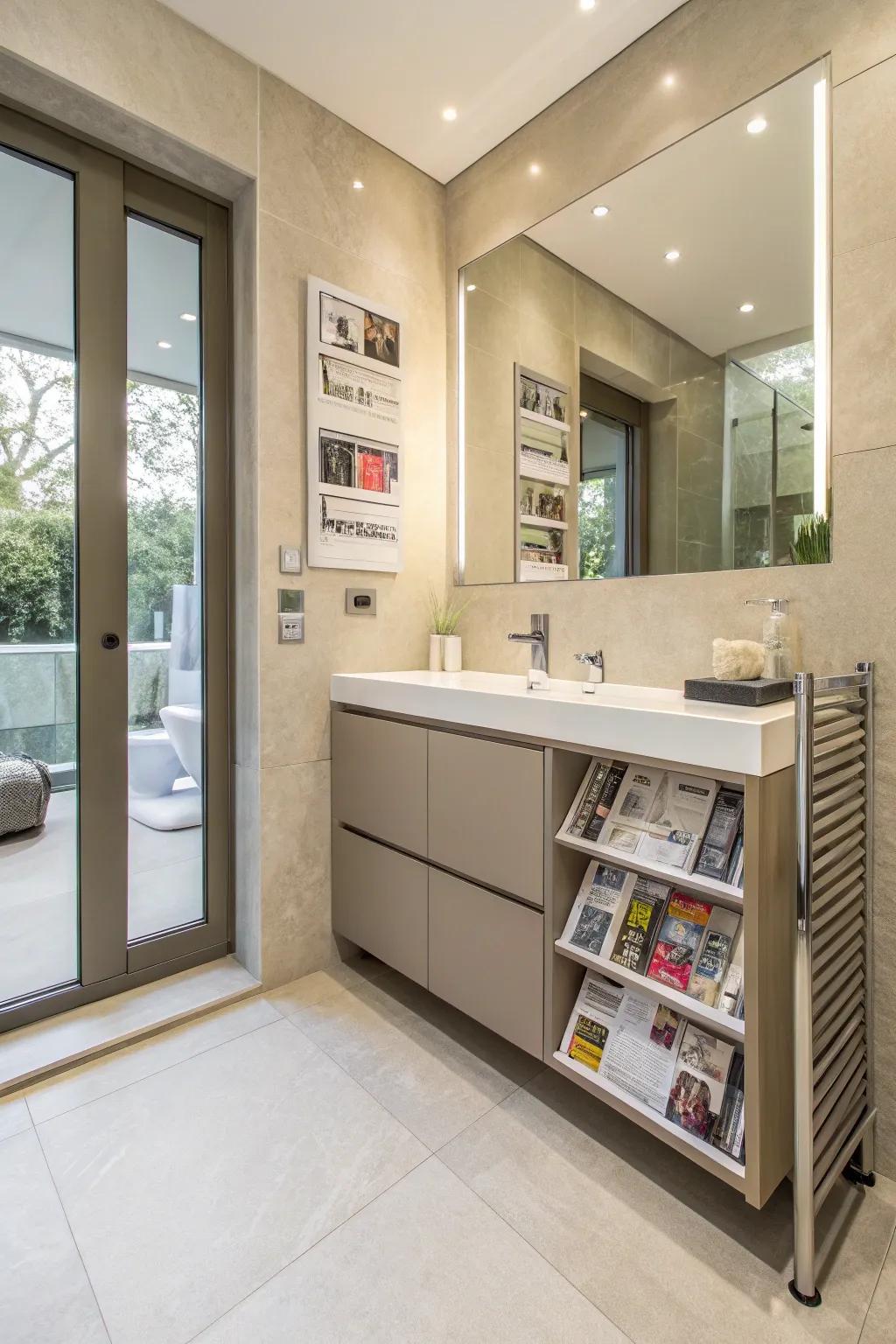 Built-in racks provide a smooth, integrated storage option.