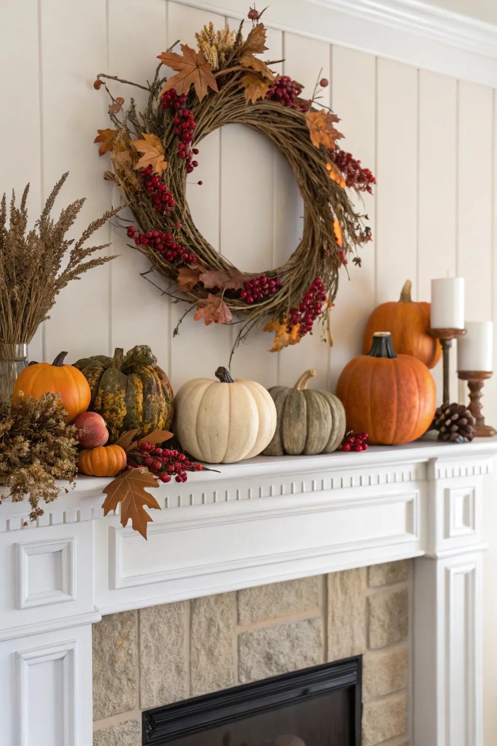 Festive decorations bring character to any mantel.