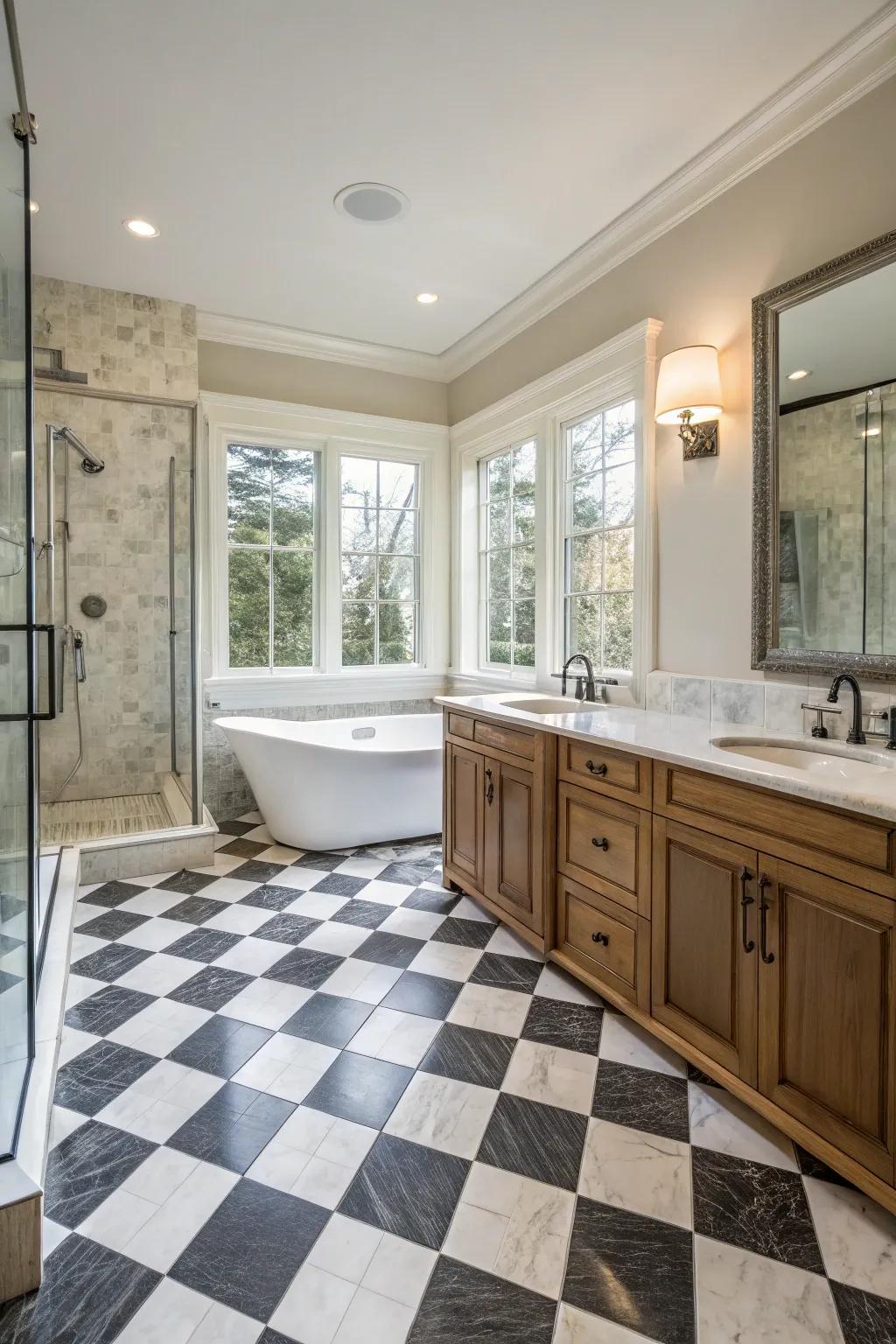 Checkerboard designs introduce playful sophistication.