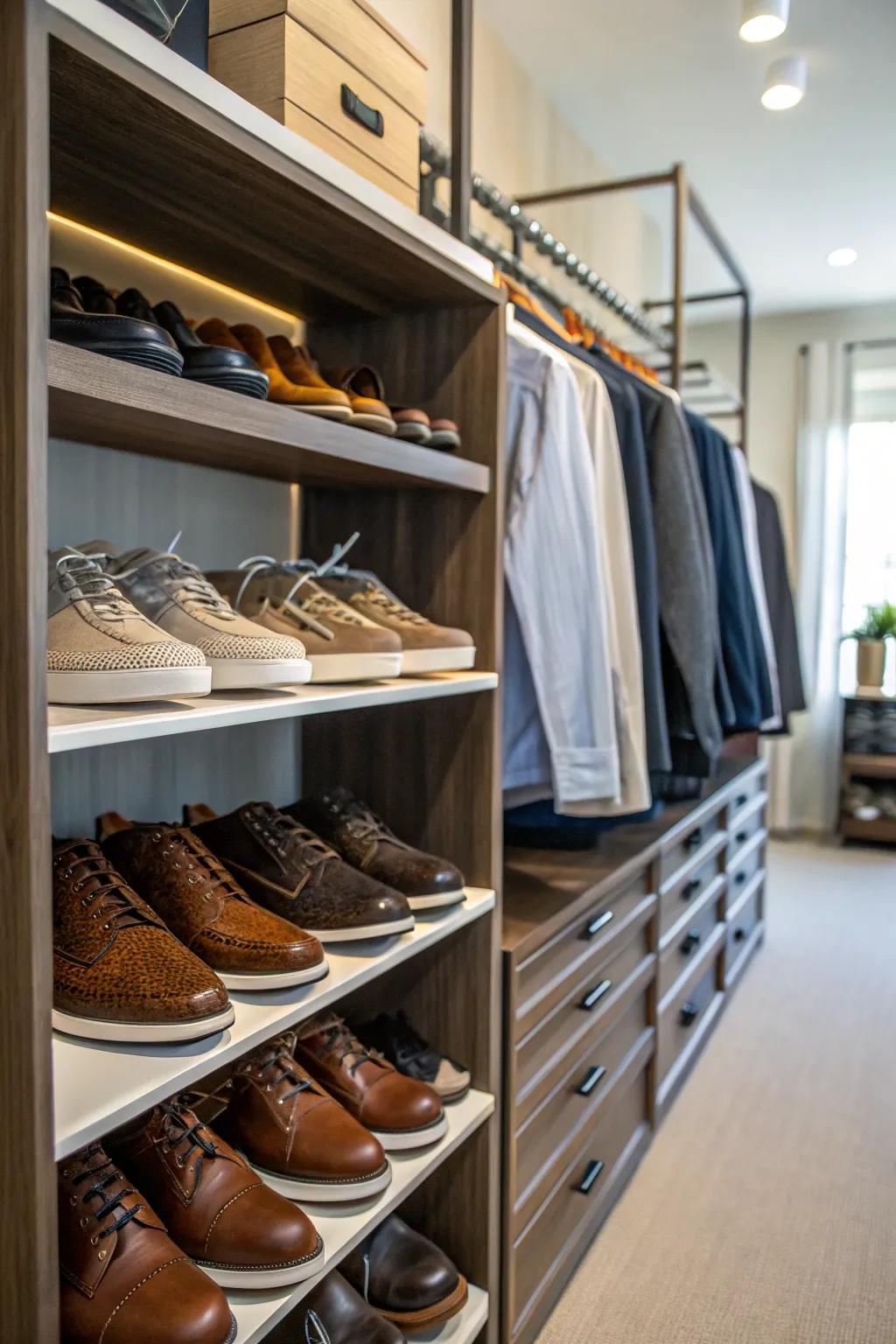 Footwear area that maintains your footwear arranged and available.