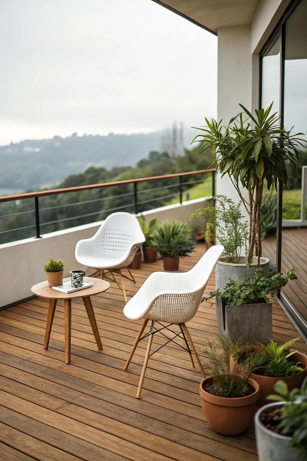 Wooden decks offer a cozy and welcoming outdoor space.