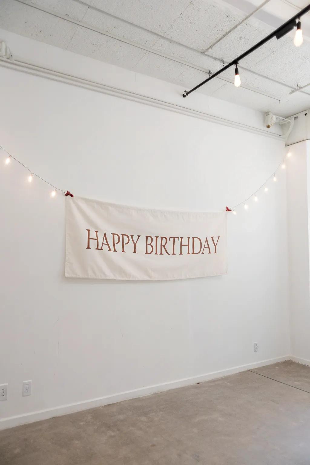 An understated banner delicately accentuates the celebratory atmosphere.
