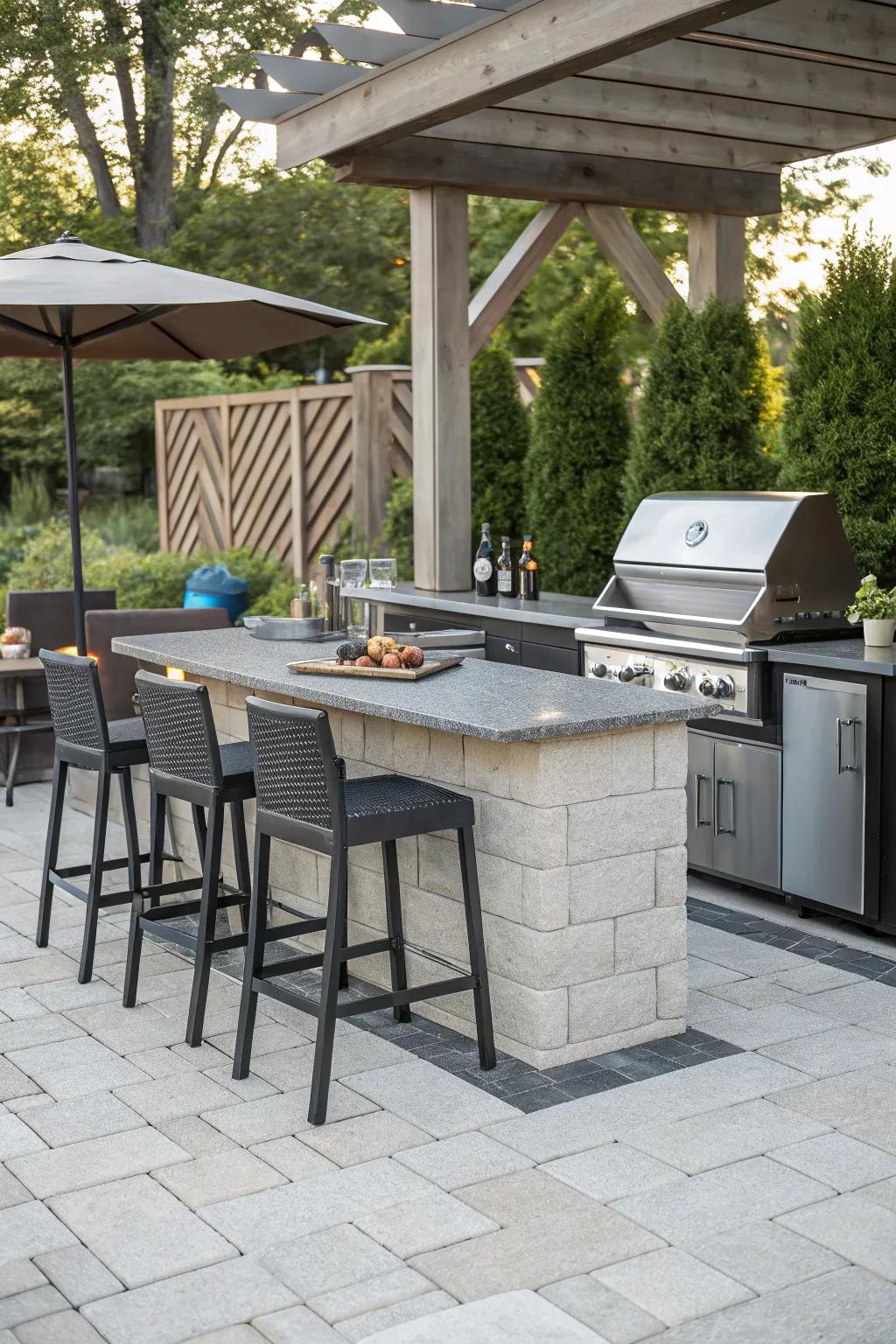 High chairs turn your BBQ island into a social gathering spot.