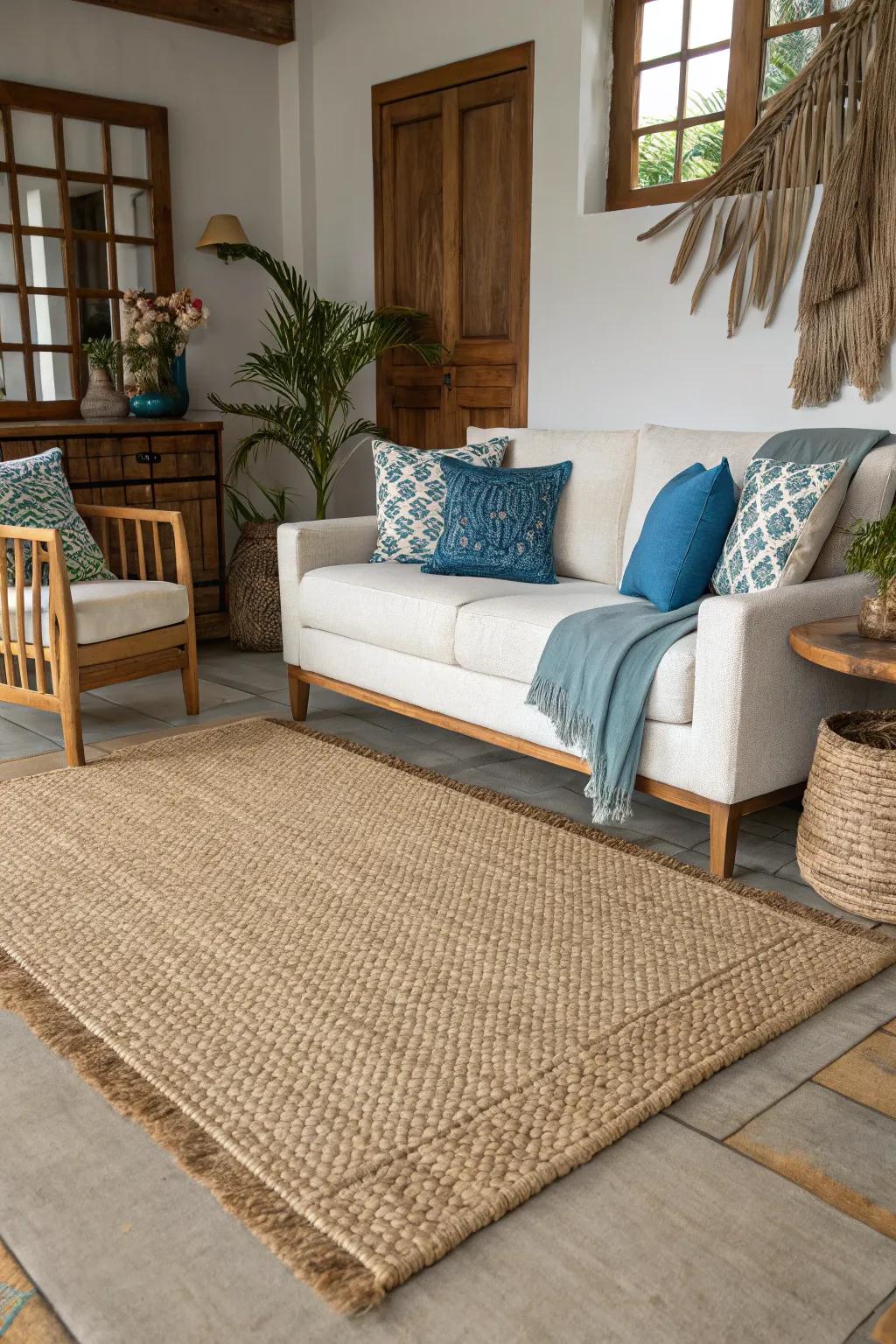 Organic textures introduce a hint of the beach indoors.