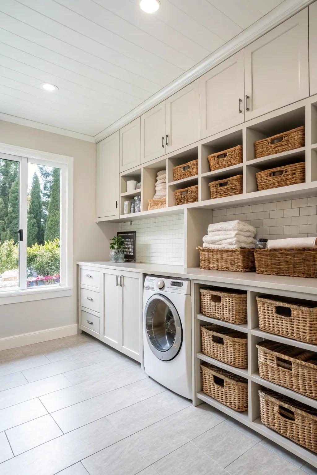 Ample storage keeps your laundry essentials neatly organized.