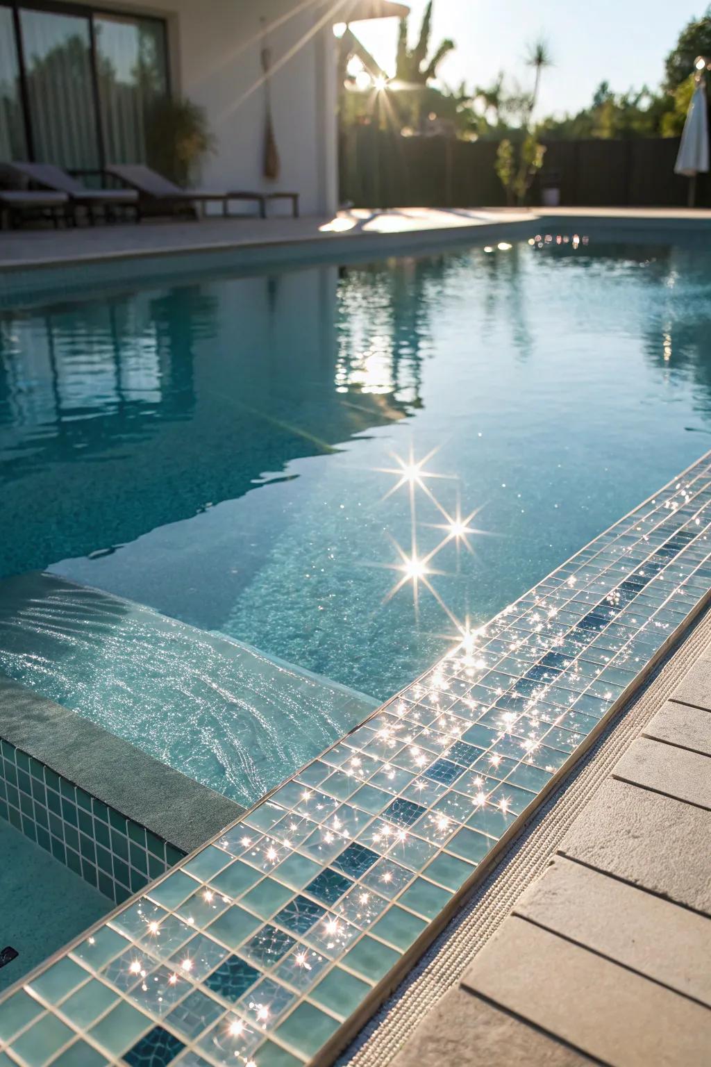 Glass tiles create a radiant, reflective vista.