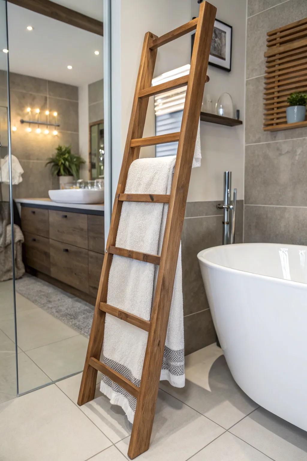 Effortlessly chic: the freestanding towel ladder.