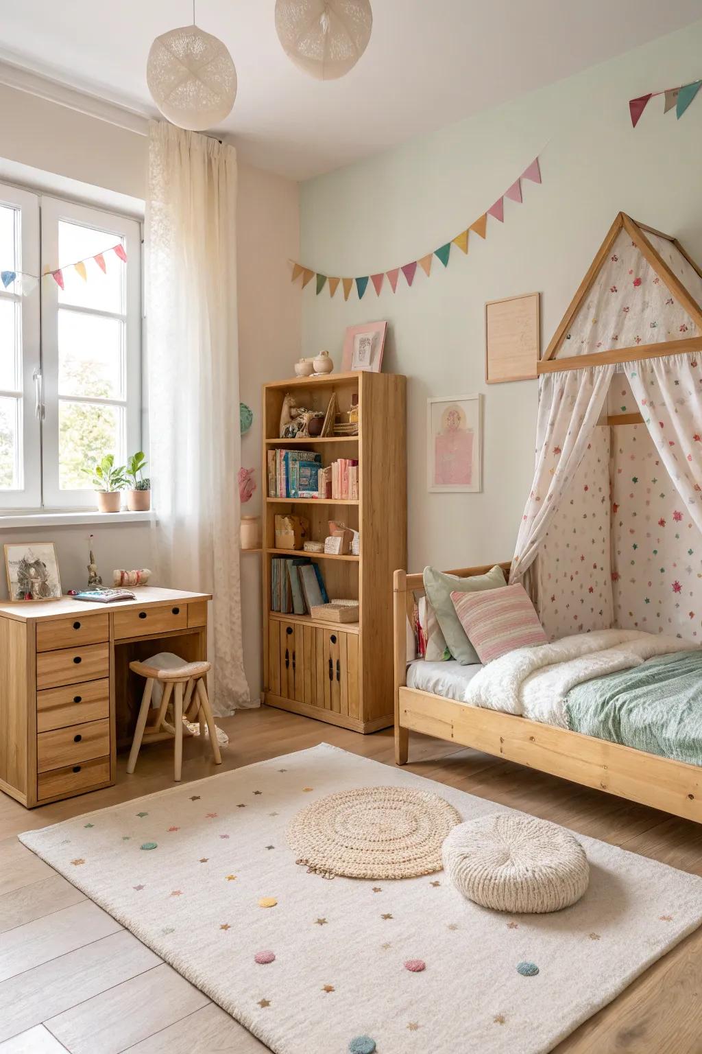 Natural materials foster a serene and inviting environment.
