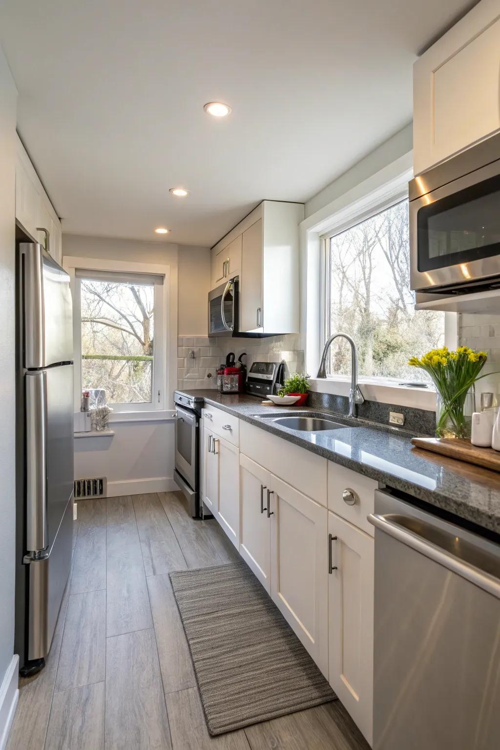 A compact kitchen equipped with everything needed for daily cooking.