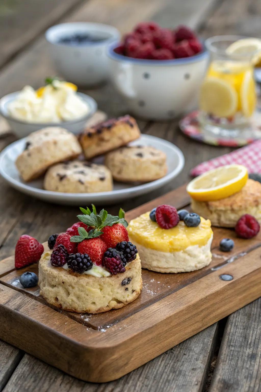 A biscuit station with assorted garnishes allows every guest to savor their favorite flavors.