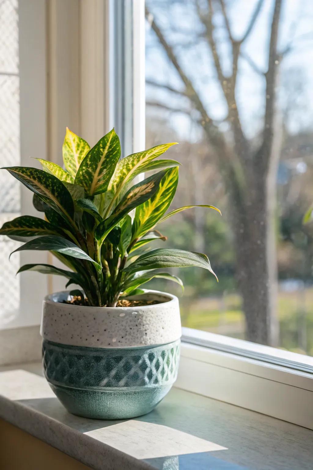 A vibrant potted plant breathes freshness into a new space.