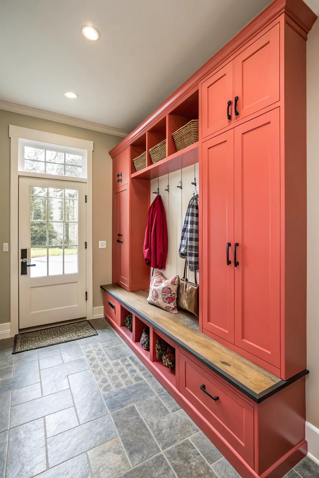 Bright cabinetry adds instant character and a welcoming vibe to any mudroom.
