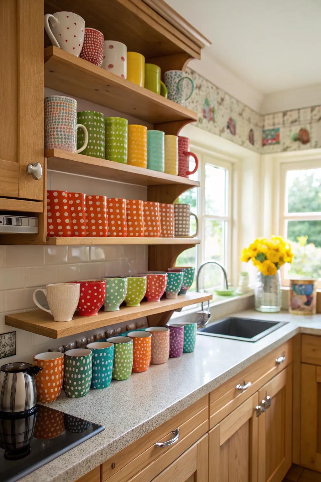 Display your mugs with pride on open shelves.