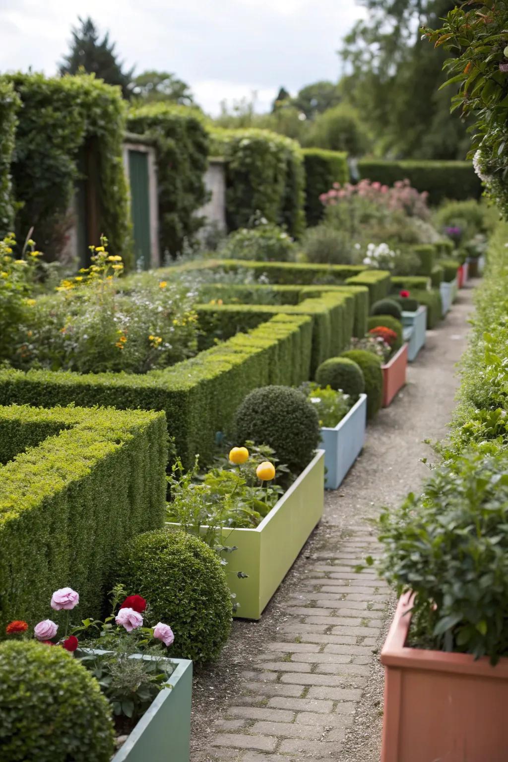 Strategic zoning engenders practical and inviting nooks within a narrow garden.