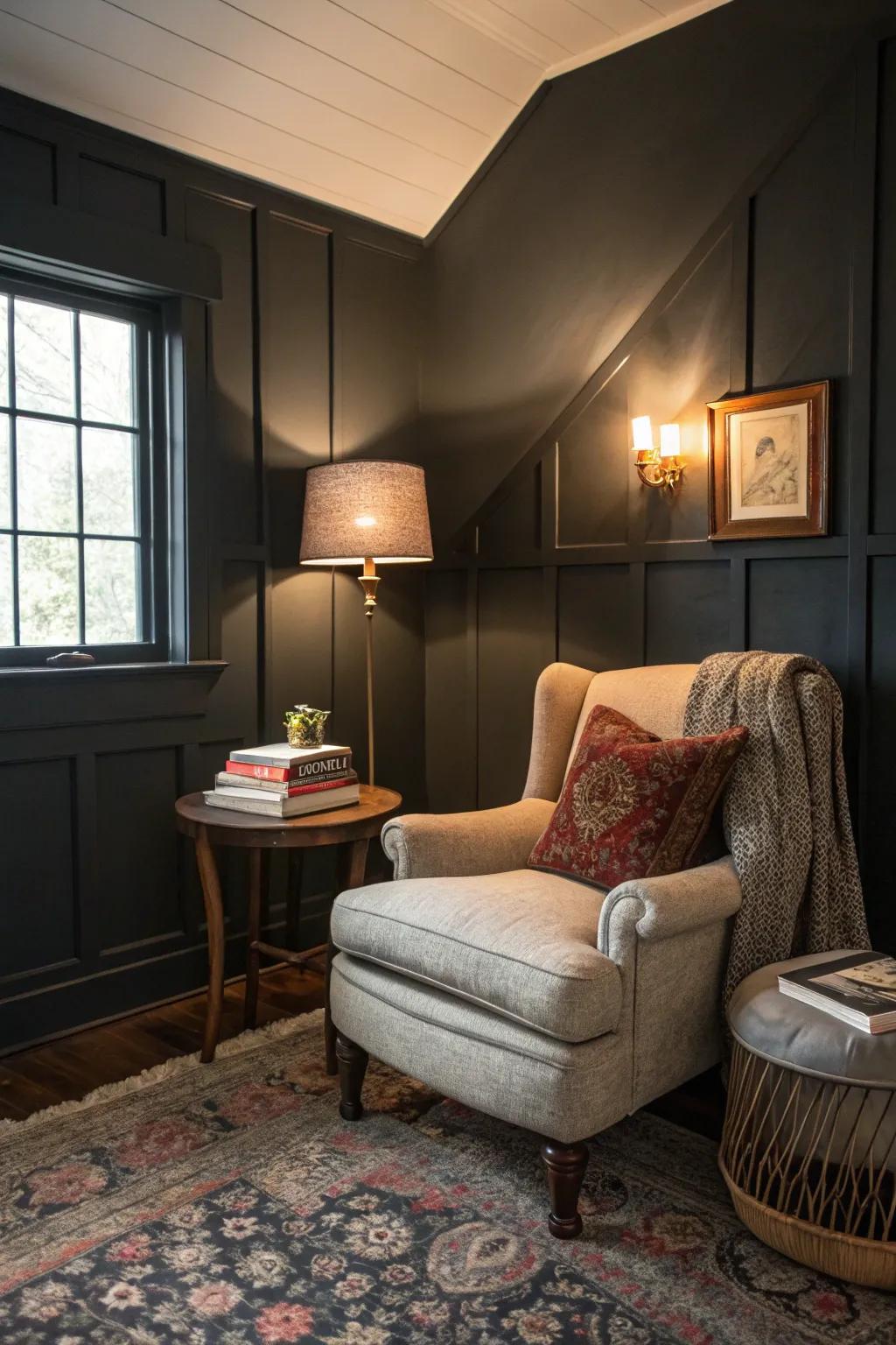 Deep hues create a snug and welcoming atmosphere.
