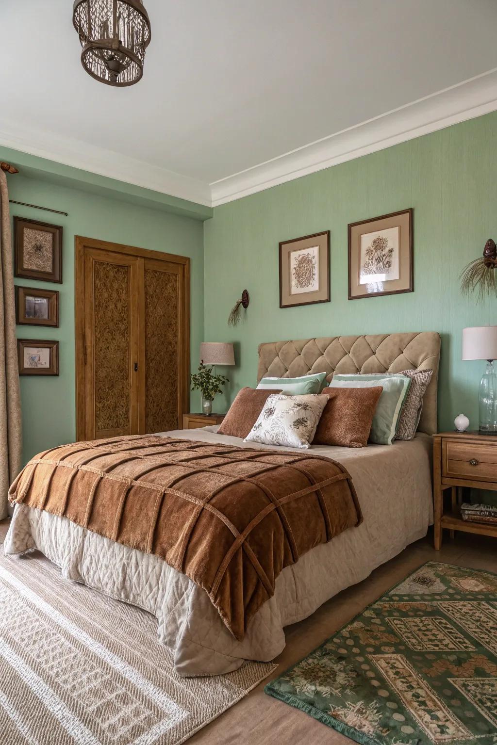 Earthy tones create a soothing and warm ambiance.