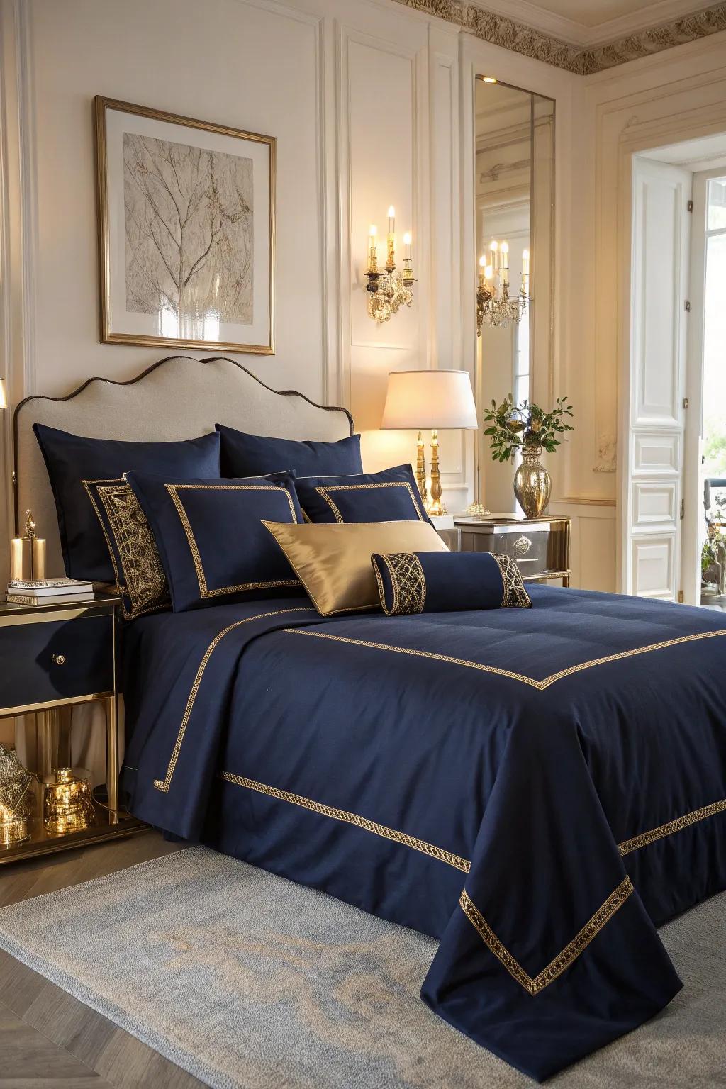 Elevate your bedding with glamorous gold accents.