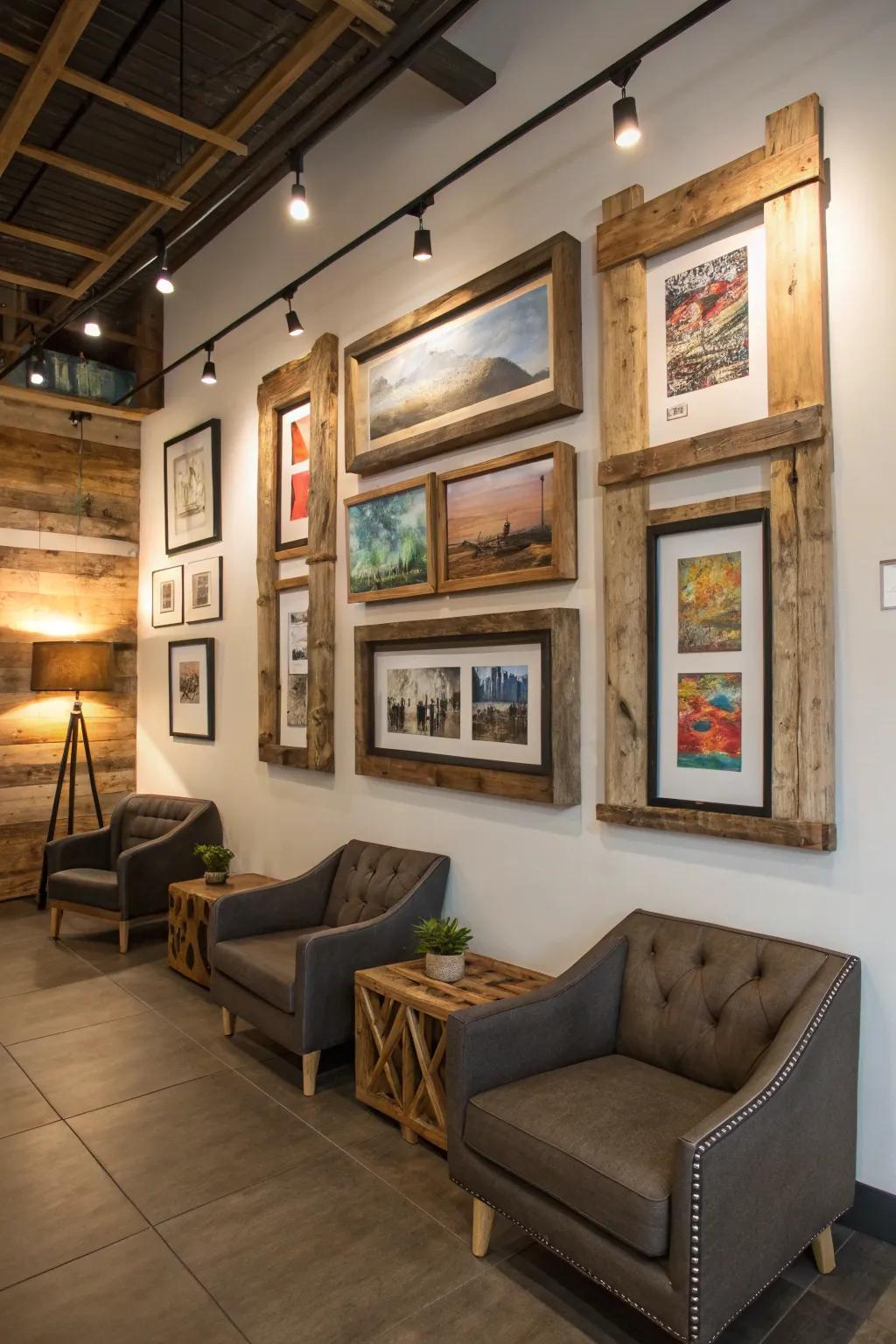 In this balanced design, modern artistry encounters rustic charm.