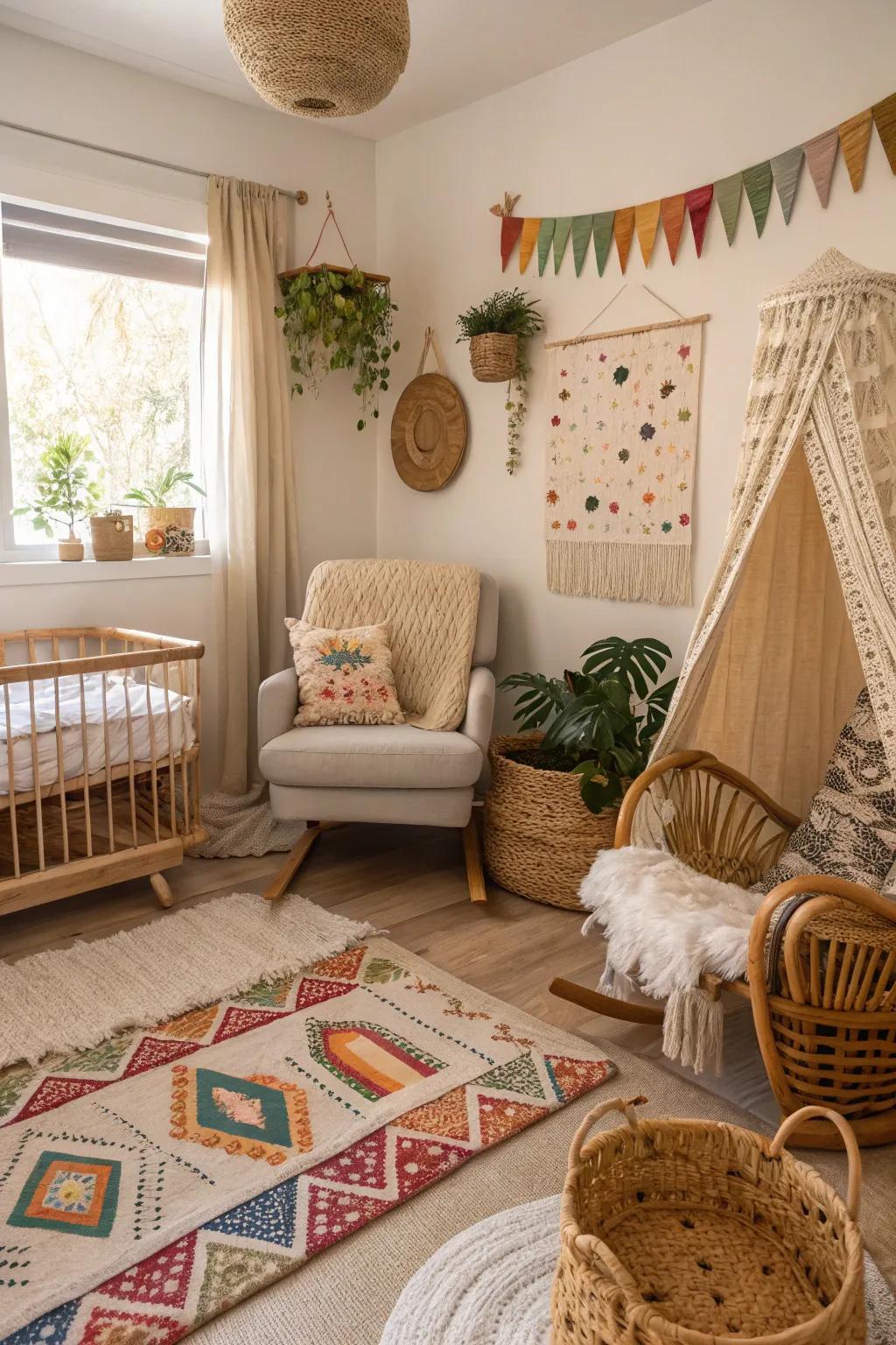 Enjoy peace and style with a boho nursery.