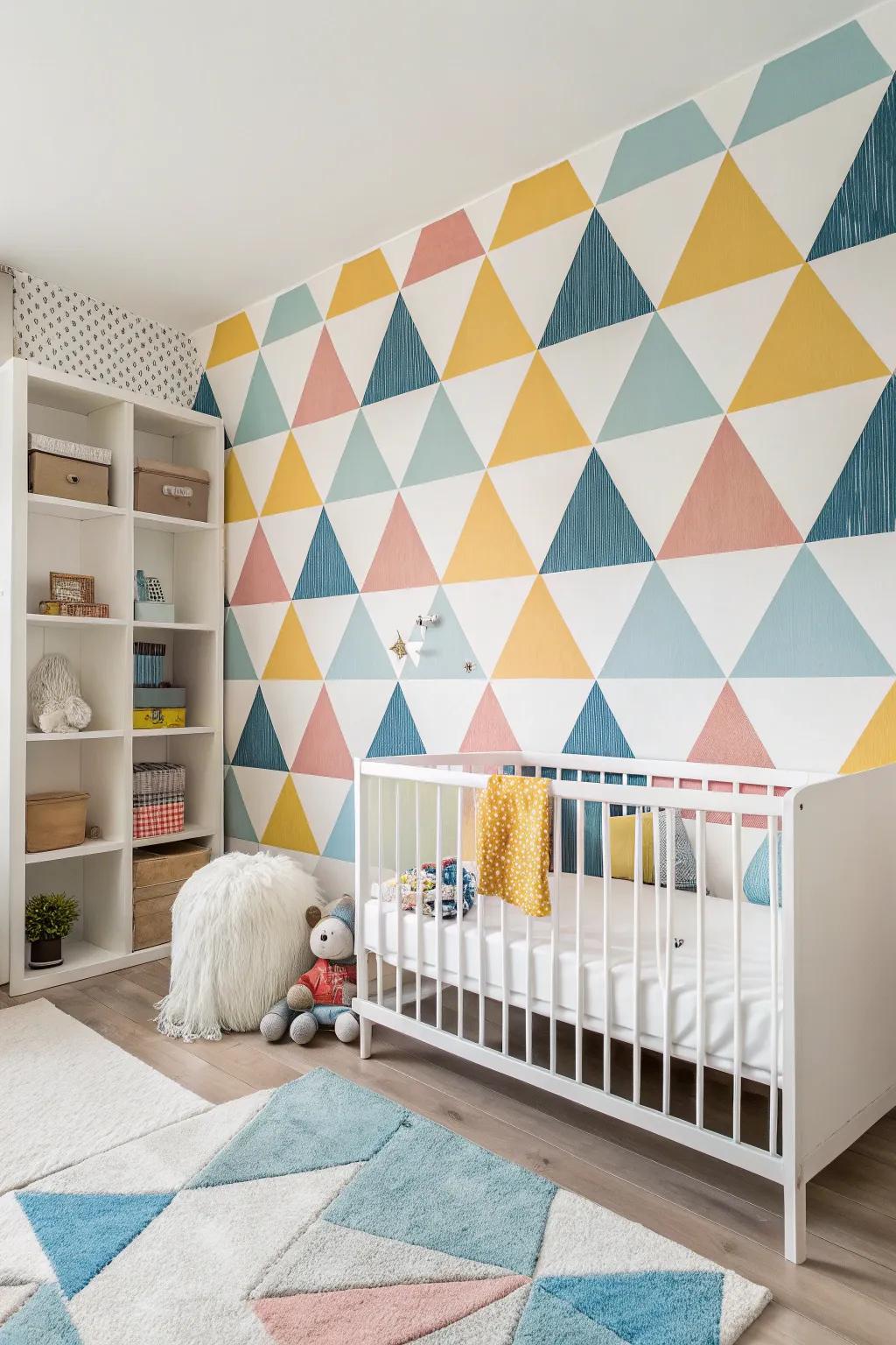 Angular figures introduce a modern touch to nursery design.