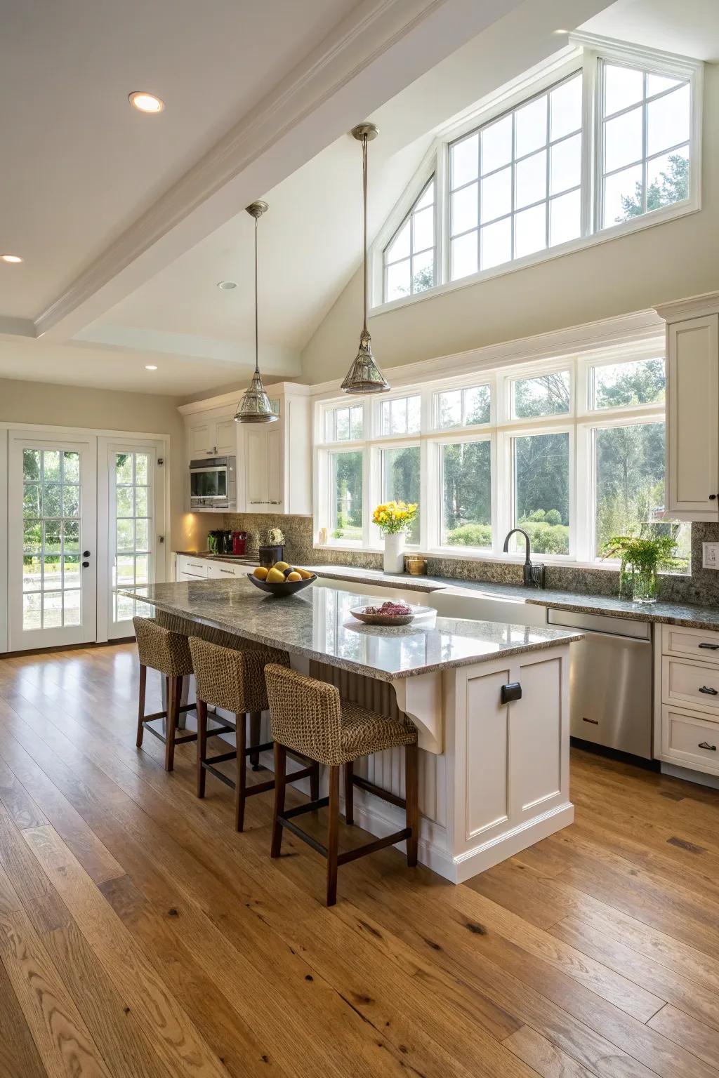 Open plan displaying the elegance of oak floors.