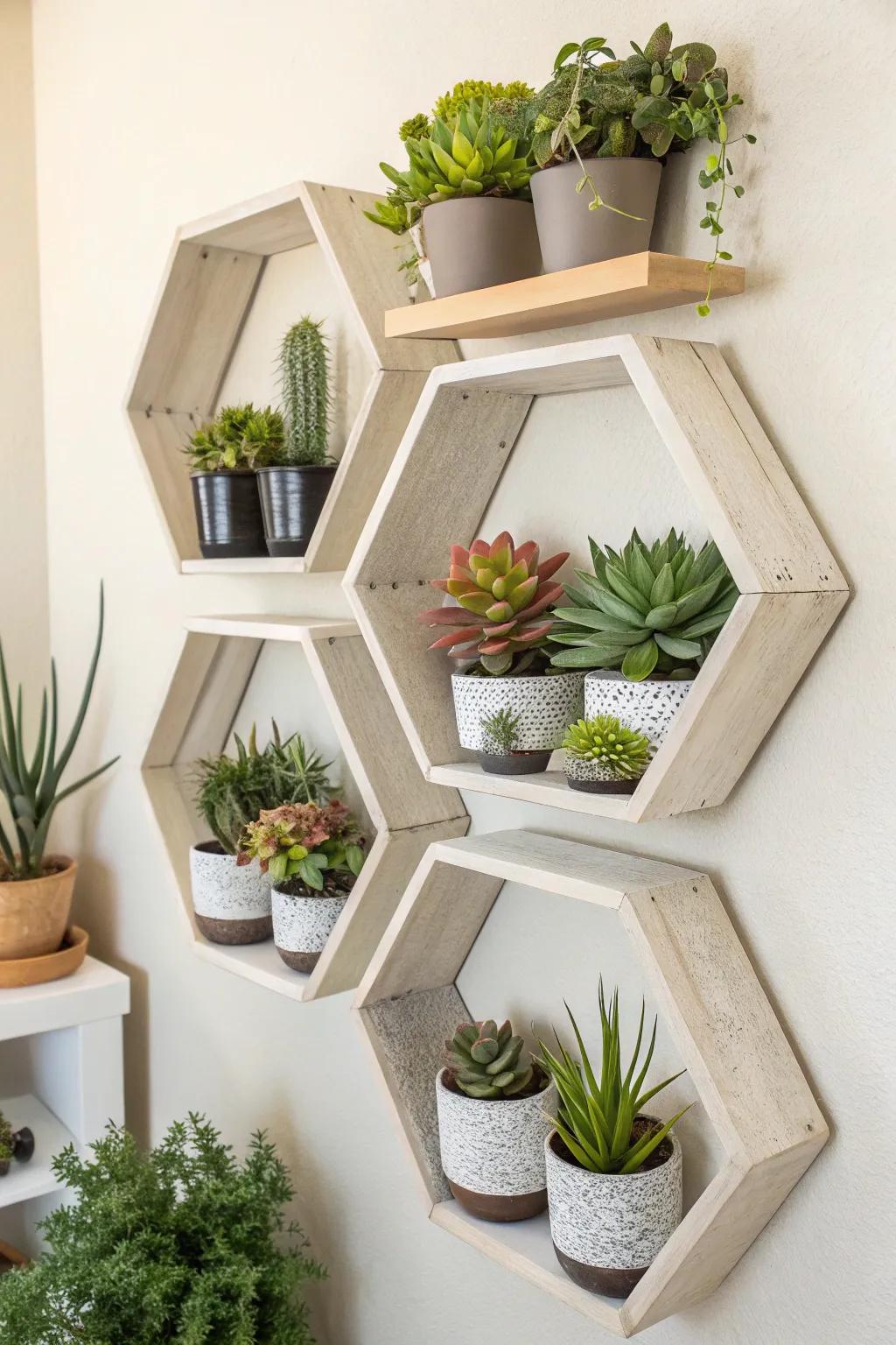 Morph octagon ledges into a rich botanical exhibit.