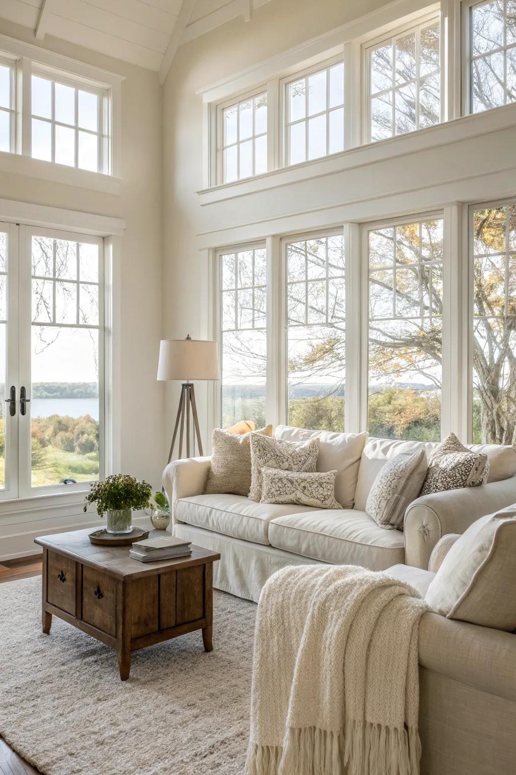 Natural light accentuates the beauty of an off white palette.