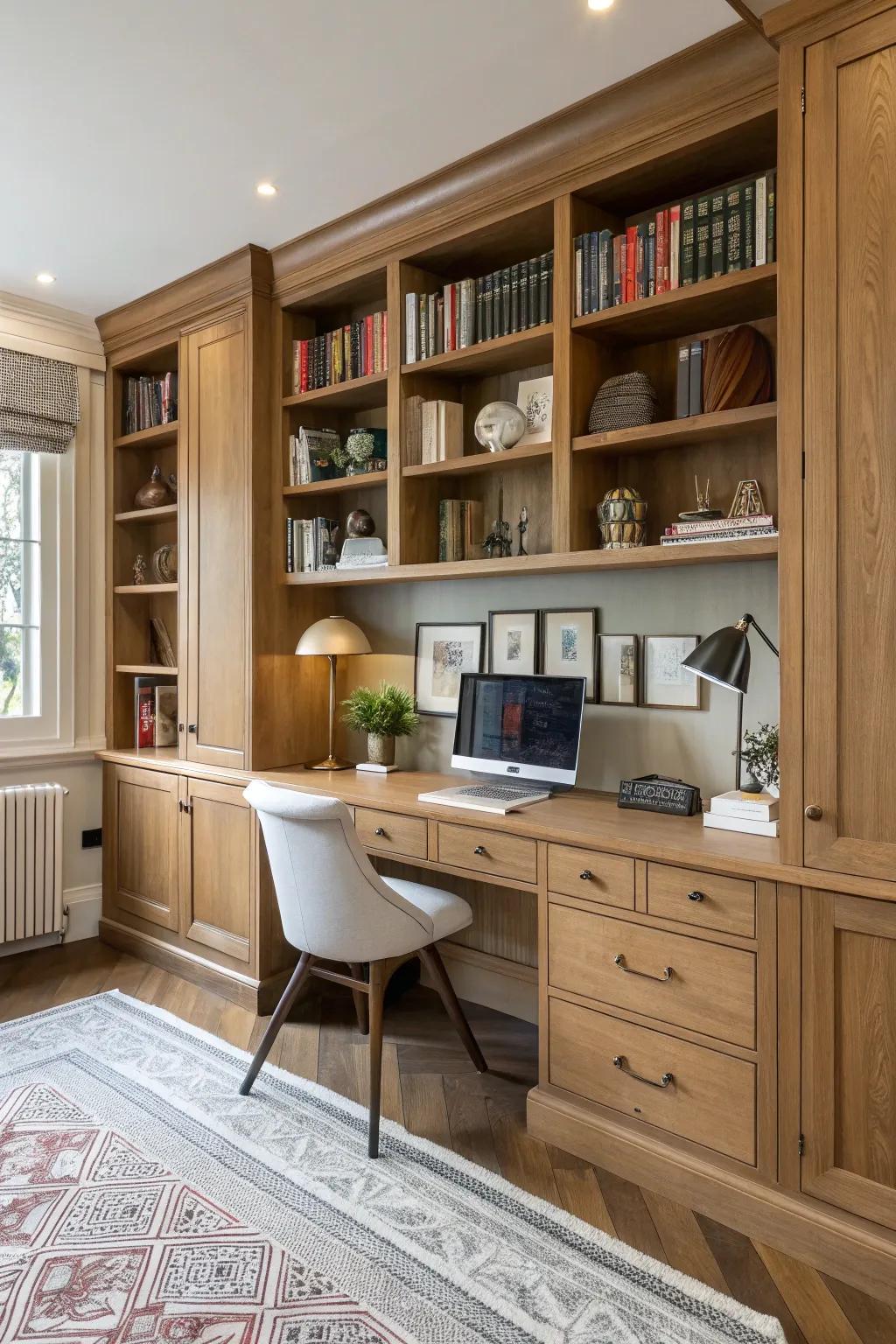 Keep a clutter-free office using integrated storage strategies.