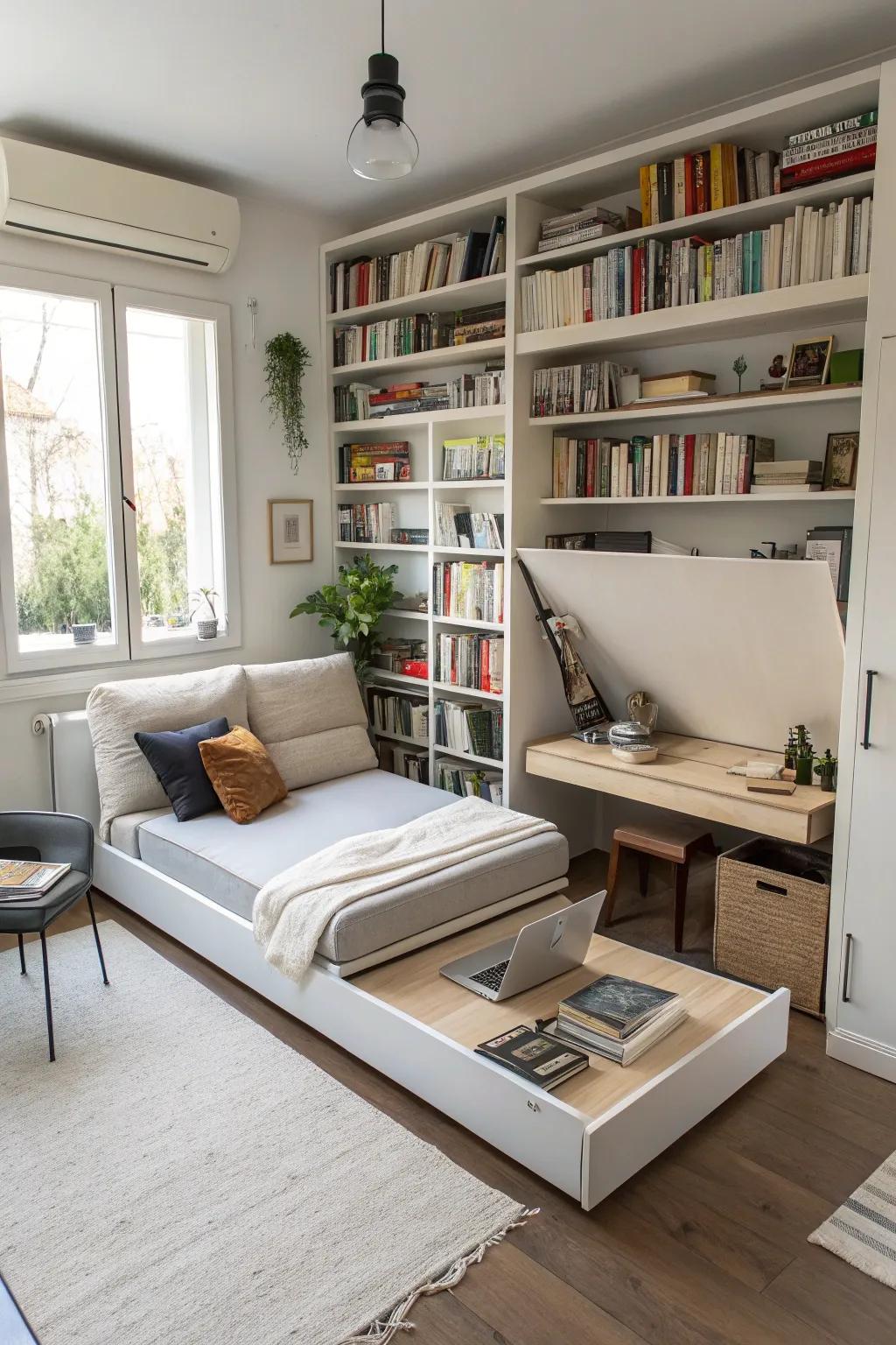 Pick furniture that has multiple uses to conserve space.