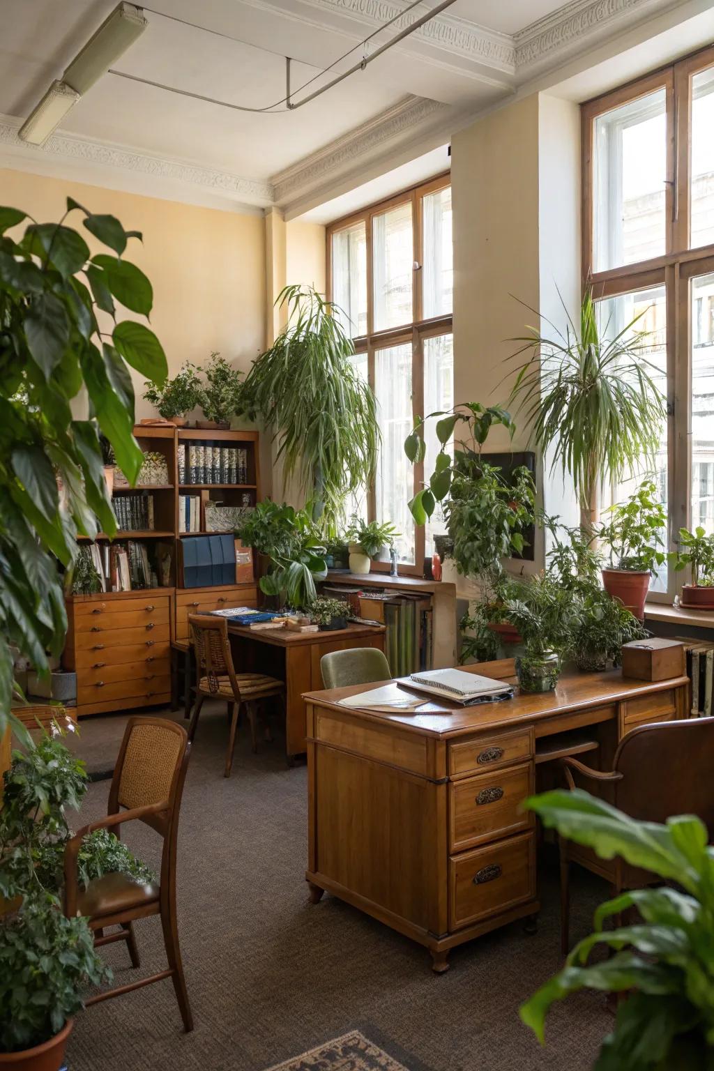 Botanical elements bring life and tranquility to any office.
