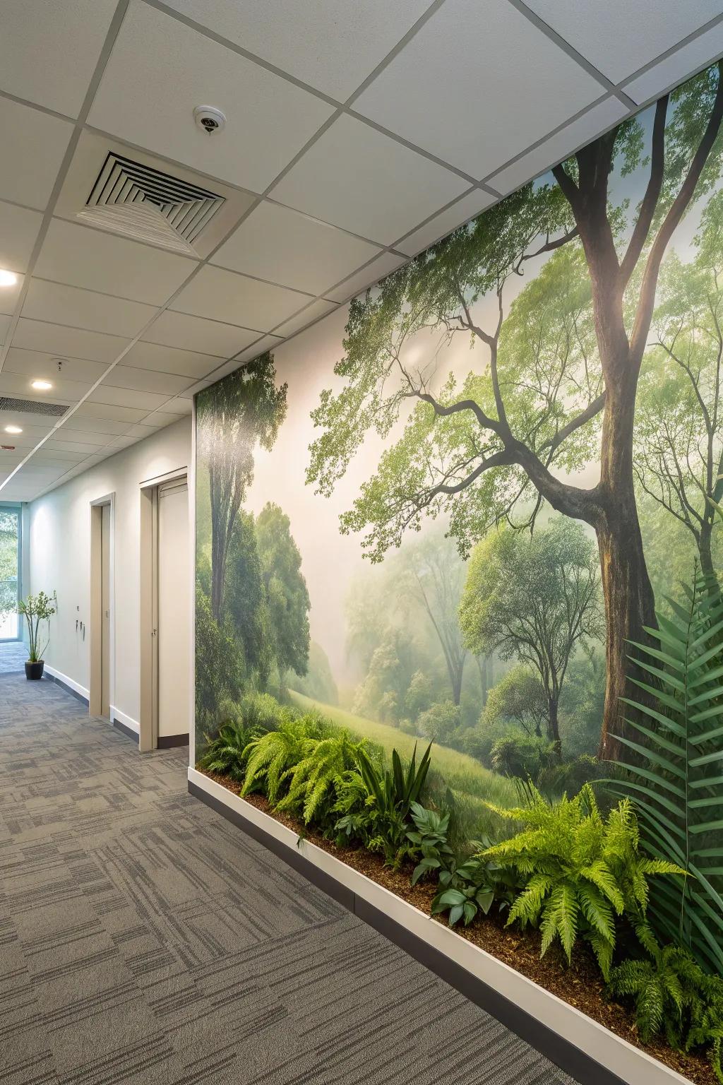 Establish a peaceful office environment with nature-inspired coverings.