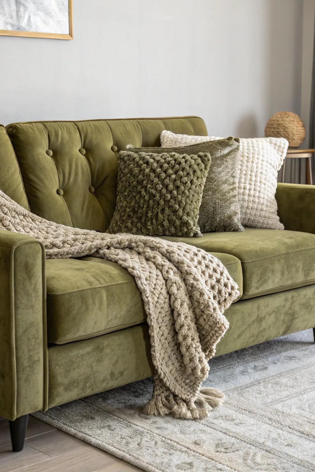 Compositional fabrics contribute to the depth and inviting atmosphere of a space.