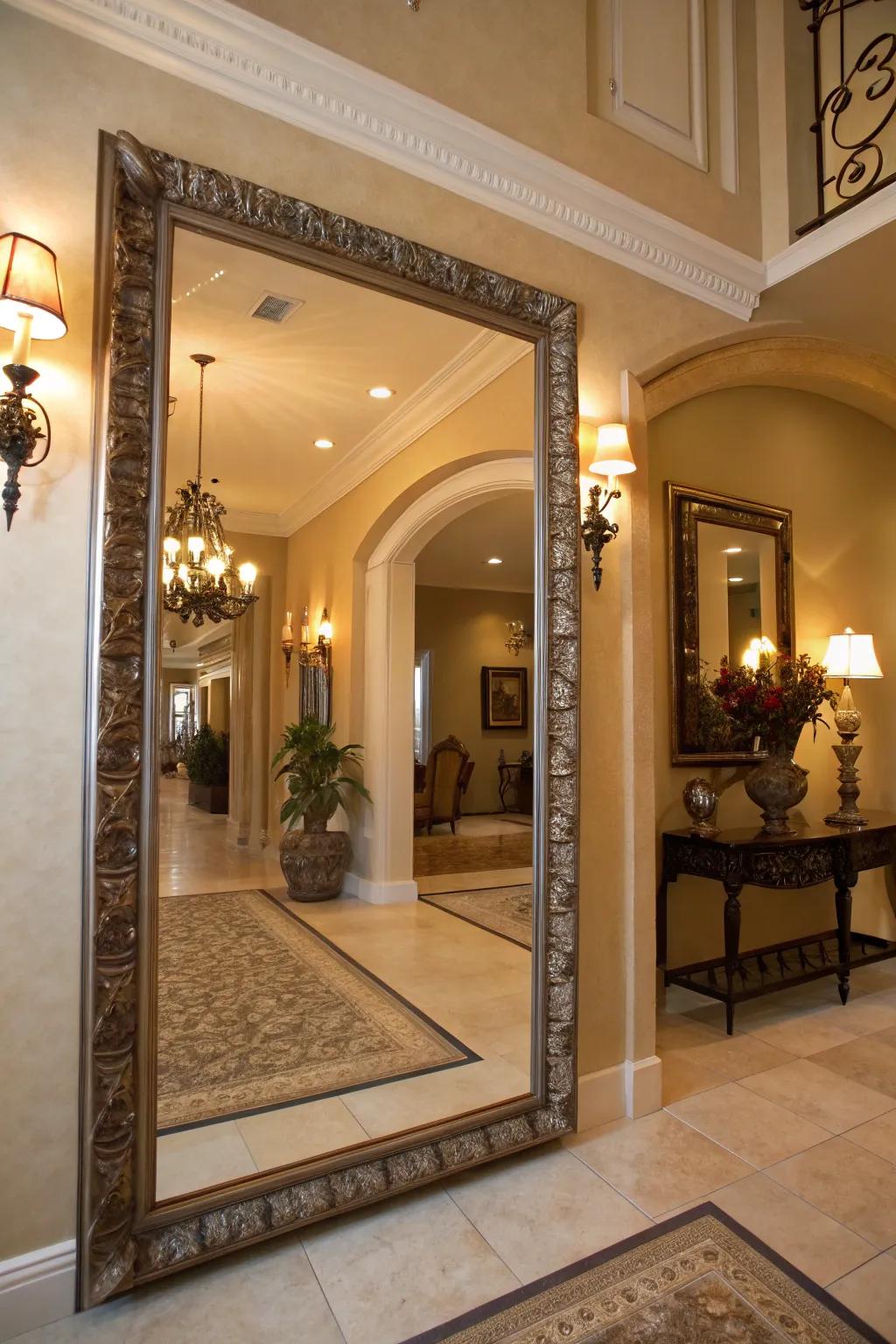 Reflectors can remodel an entryway, contributing dimension and beauty.