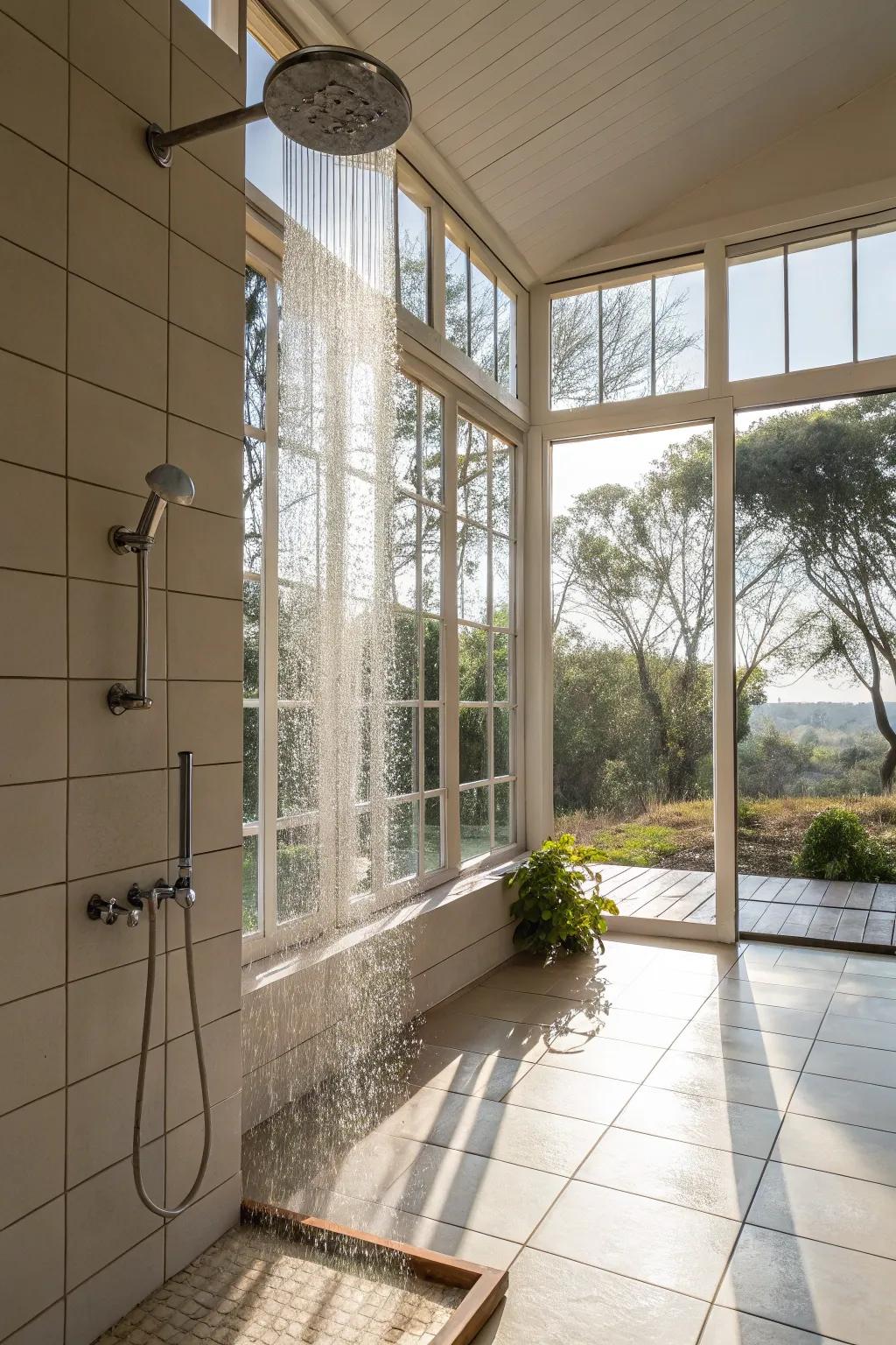 Natural light enhances the airy sensation and connects your shower to the outdoors.