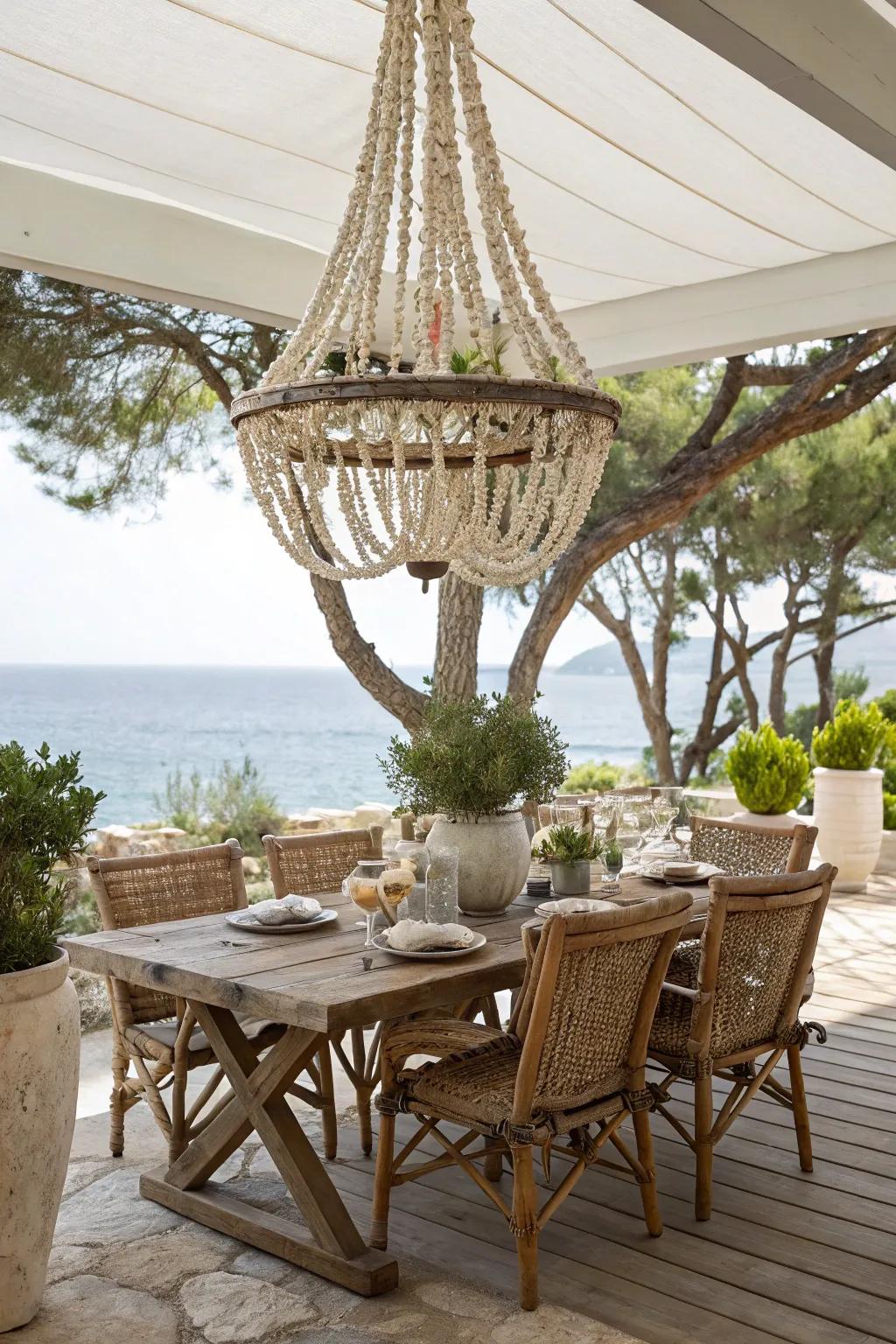 Channel seaside sentiments into your open-air space with a nautical light fixture.