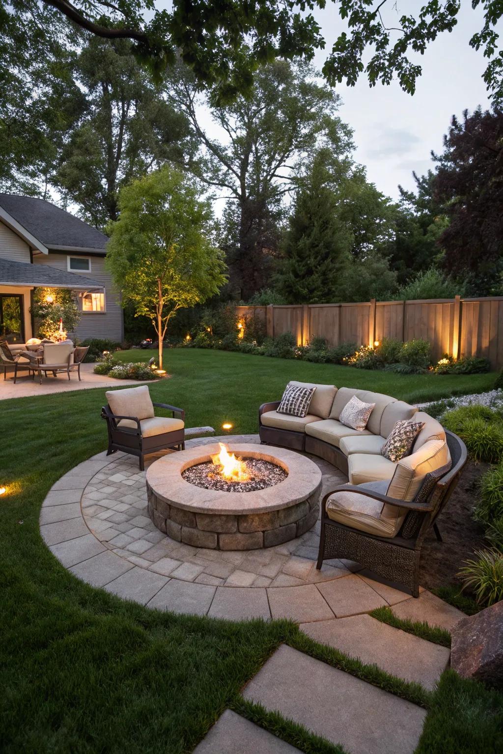 Make a comfortable spot with a bonfire and soft seating.