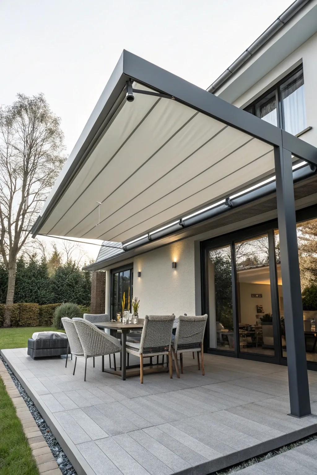 Contemporary awnings deliver prompt and fashionable rain safeguarding.