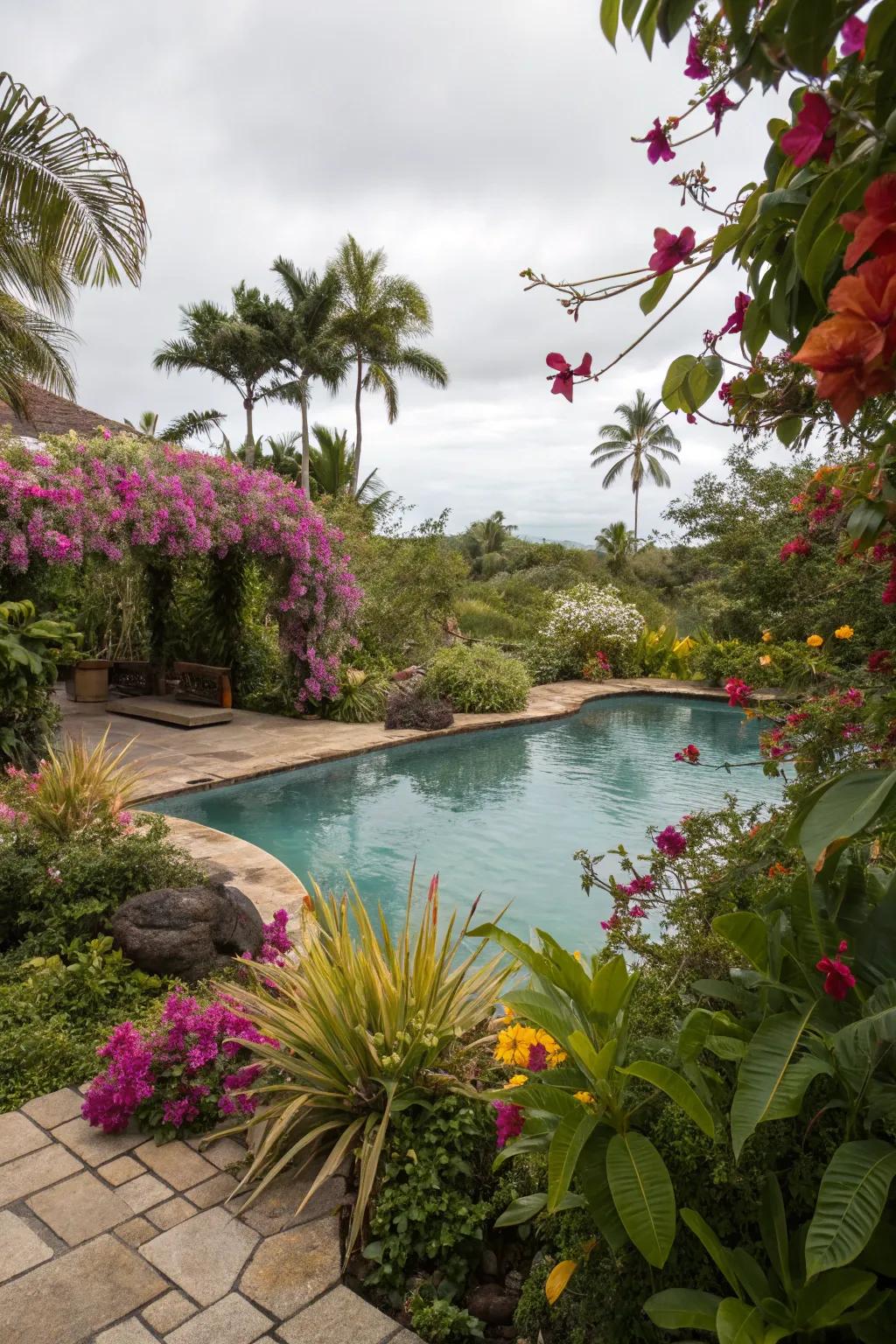 Elevate your pool with verdant greenery.