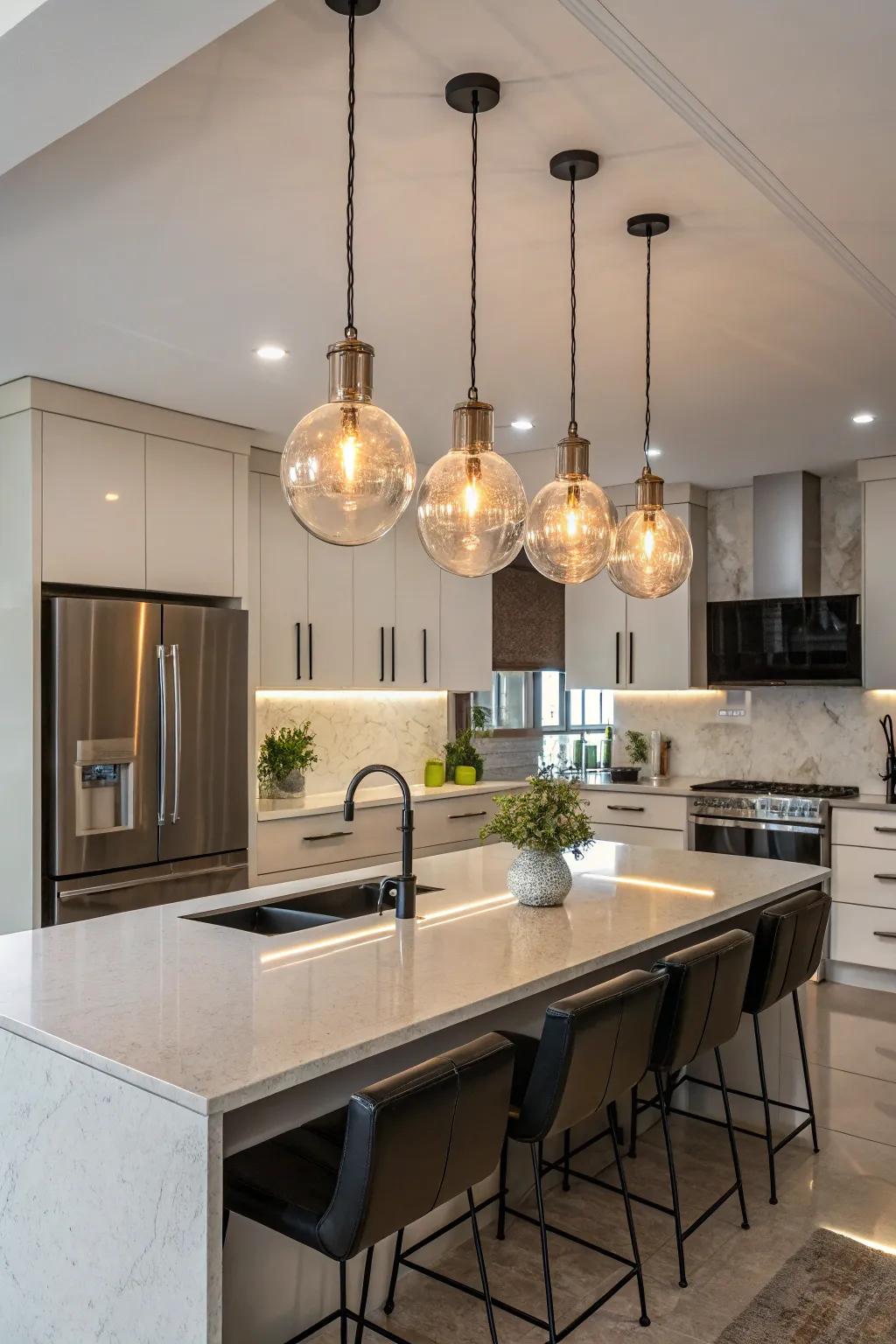 Pendant clusters create a striking statement in any setting.