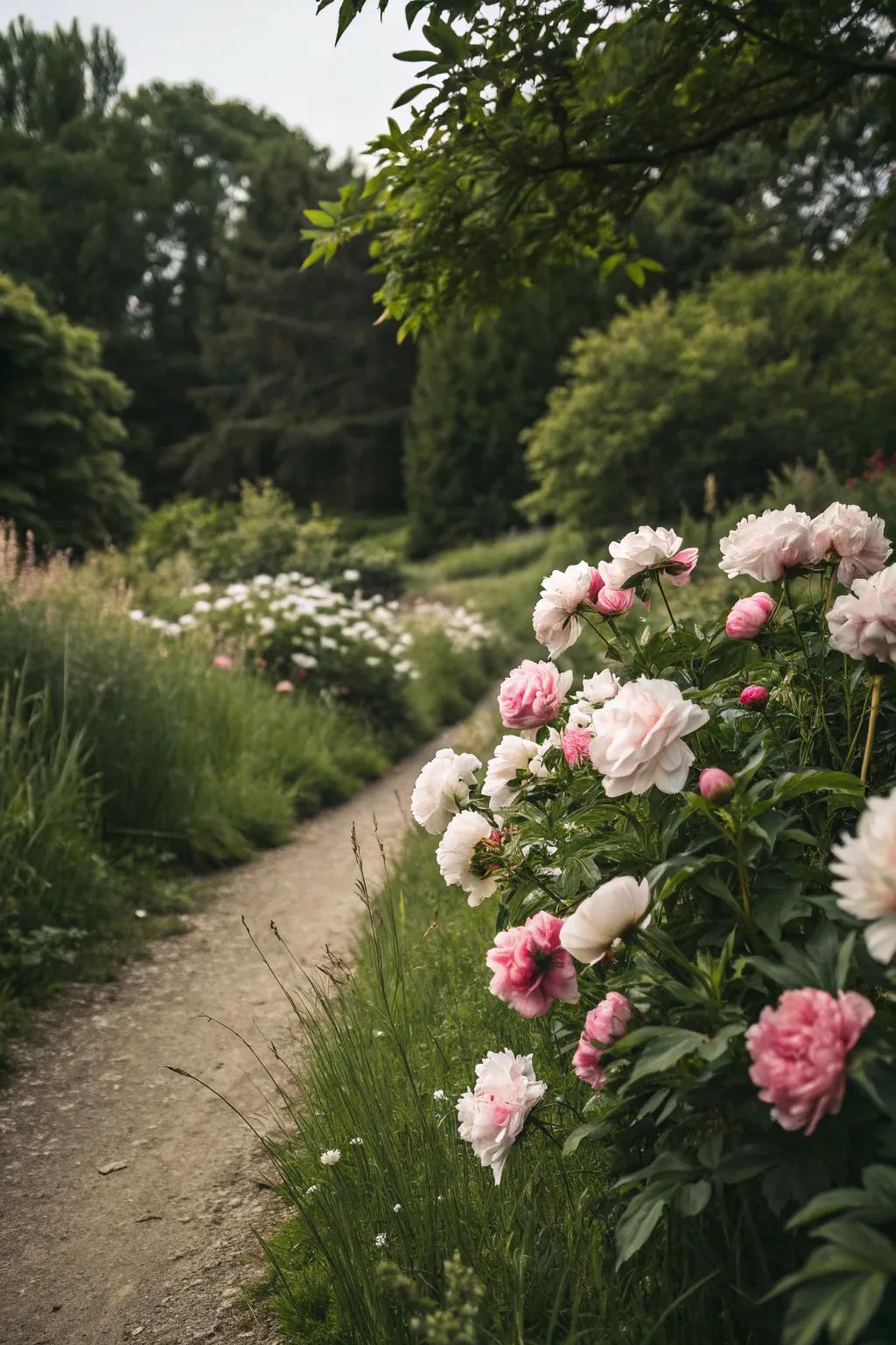 Blossoms enhancing a natural garden path with their innate allure.
