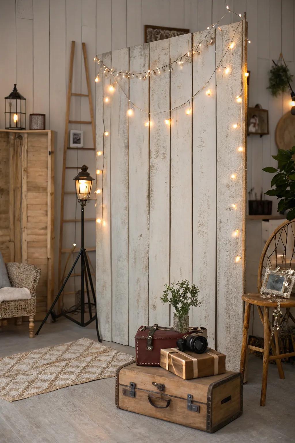 A welcoming and snug rustic arrangement, optimal for immortalizing moments in timeless photographs.