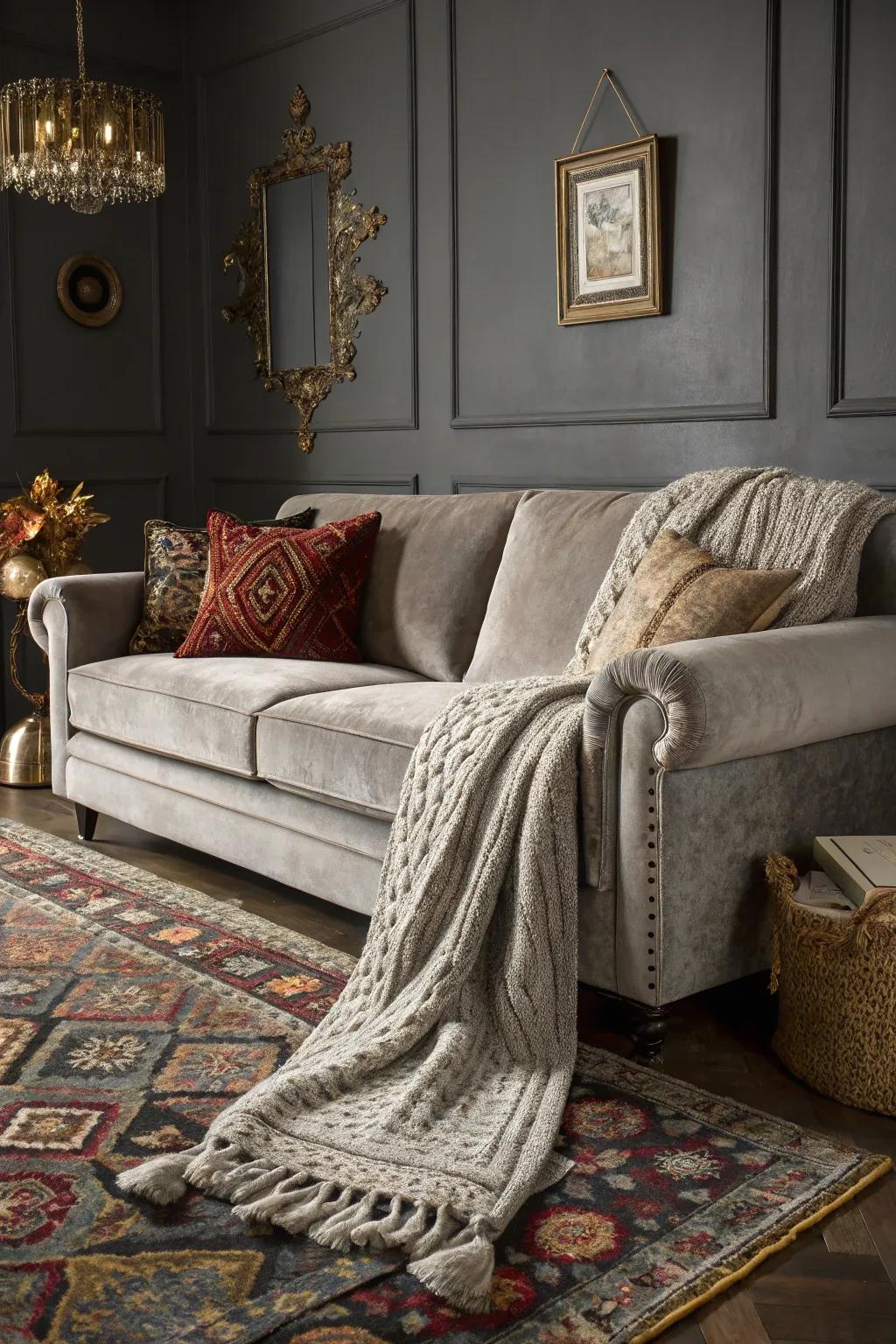 Textural facets revitalizing a grey-themed space.