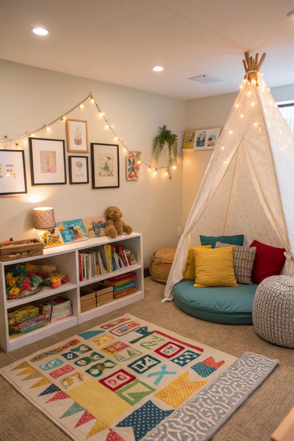 Dedicated play zones enhance organization and focus.